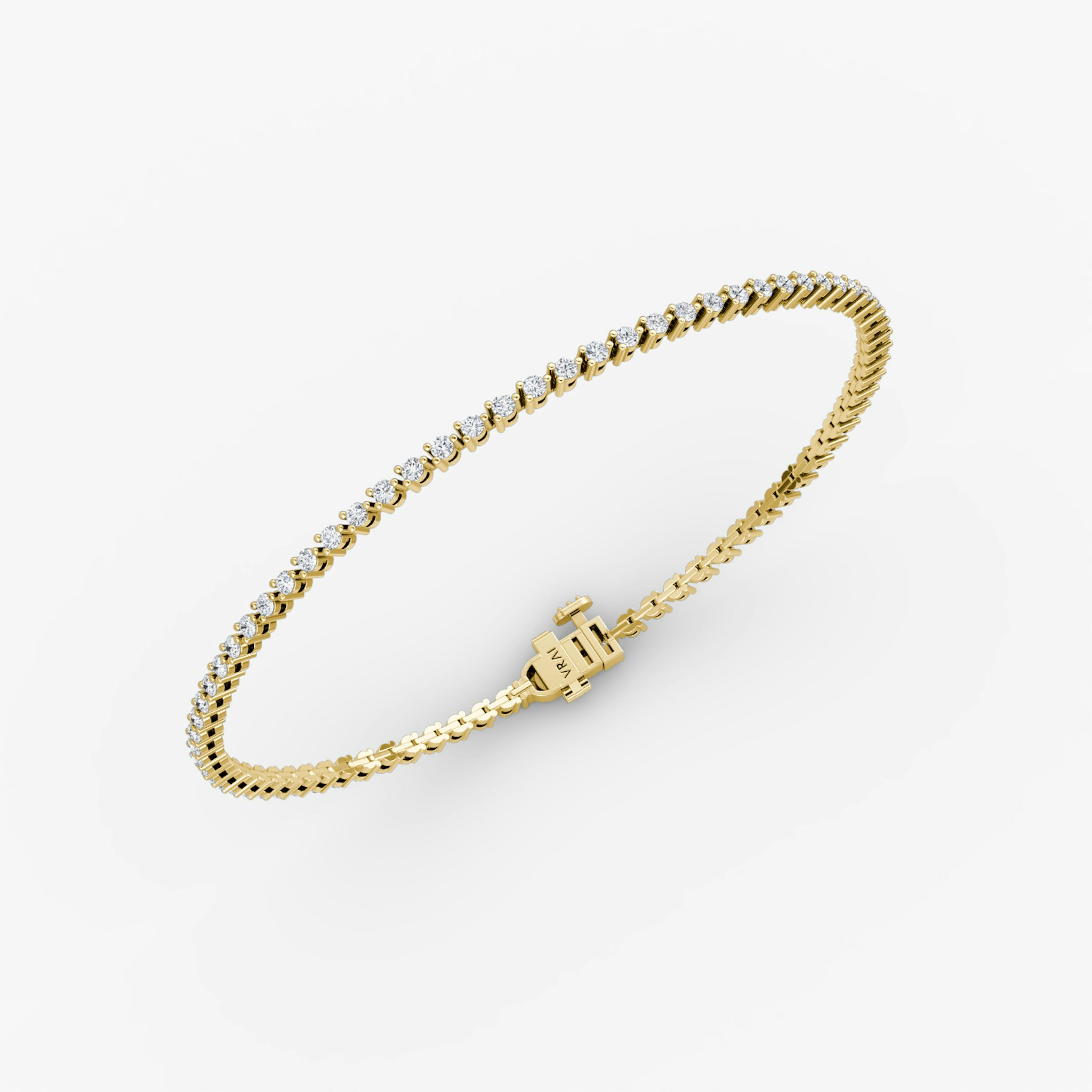 Tiny Tennis Bracelet | Round Brilliant | 14k | Yellow Gold | diamondSize: original | chainLength: 6