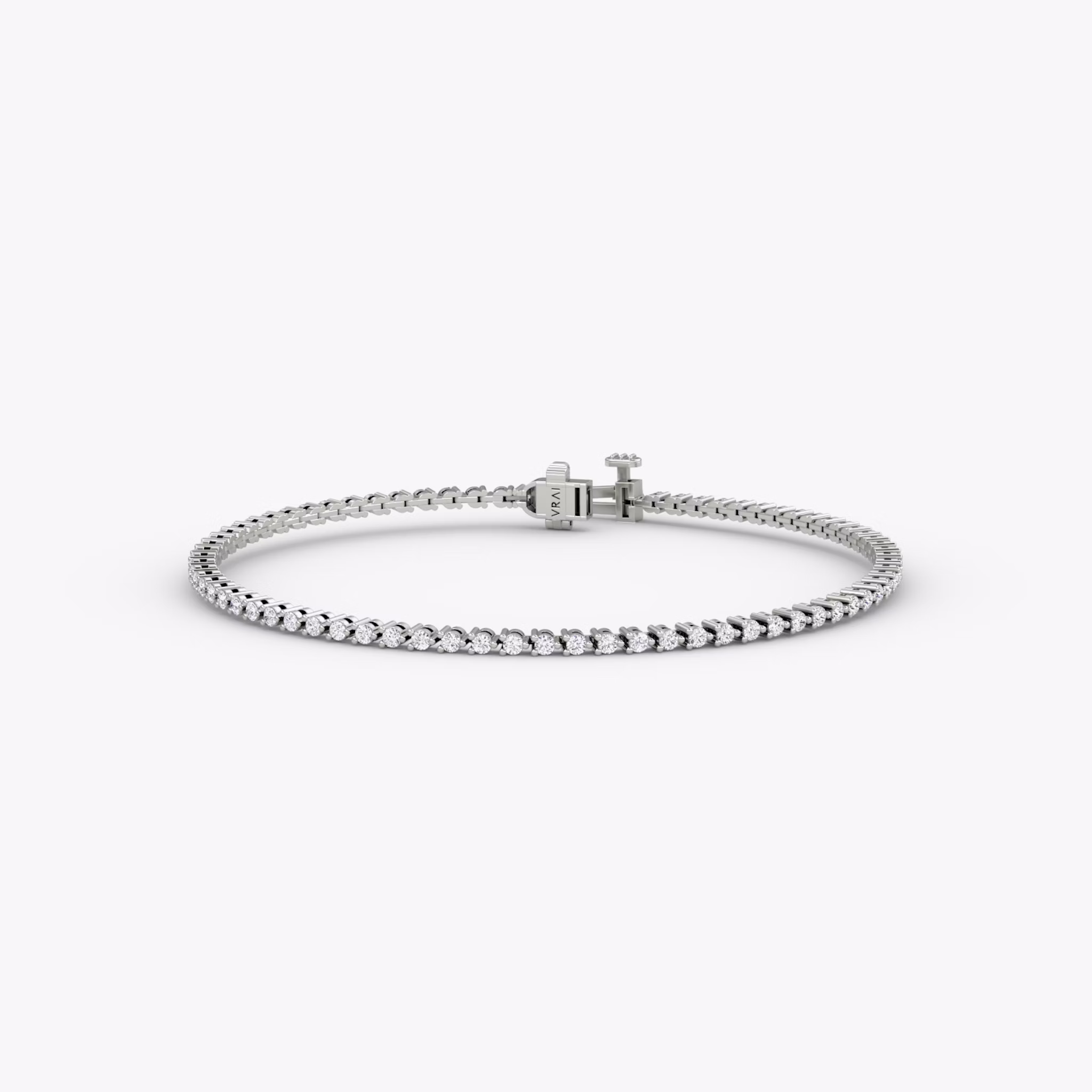 Tiny Tennis Bracelet | Round Brilliant | 14k | White Gold | diamondSize: original | chainLength: 6.5
