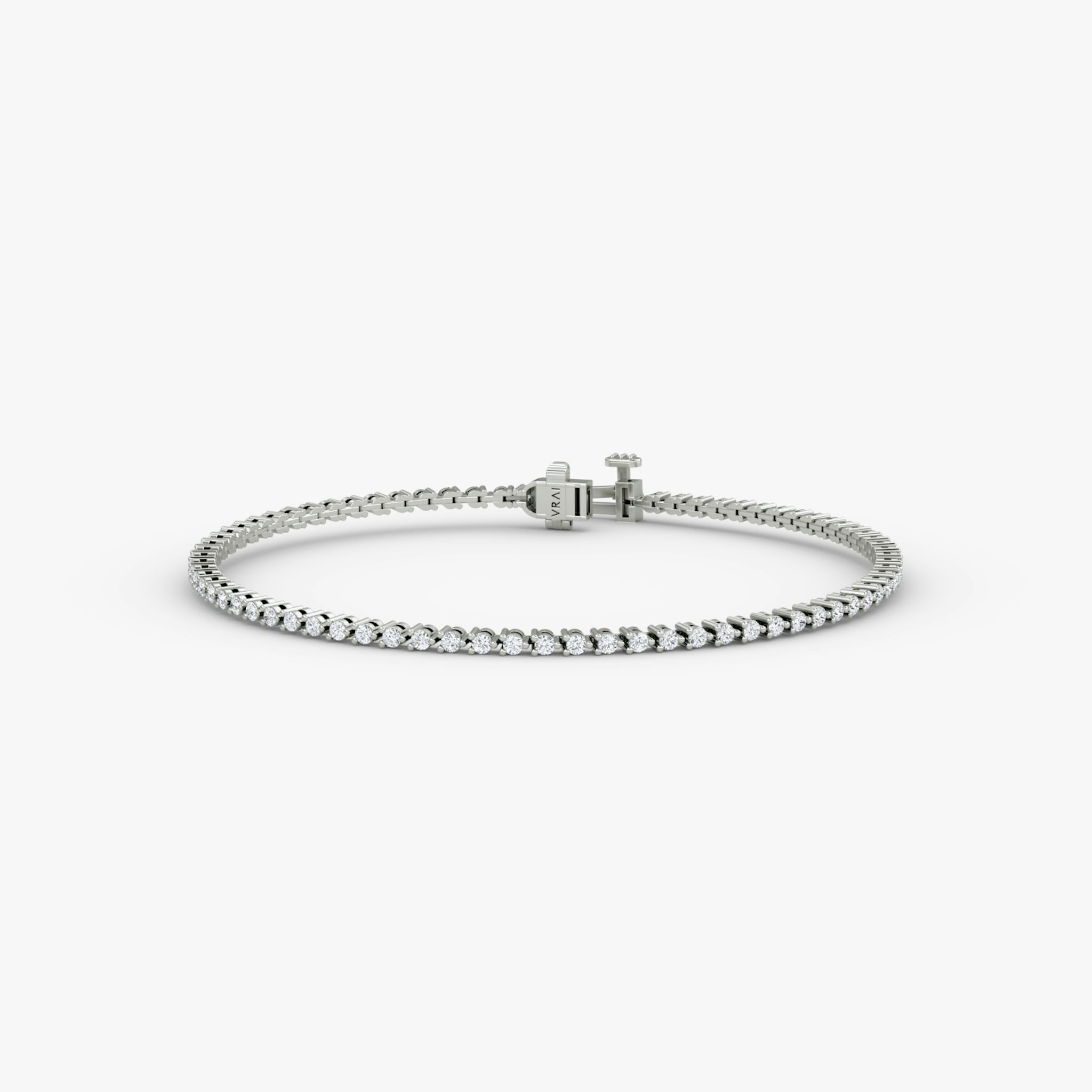 Tiny Tennis Bracelet | Round Brilliant | 14k | White Gold | diamondSize: original | chainLength: 6.5