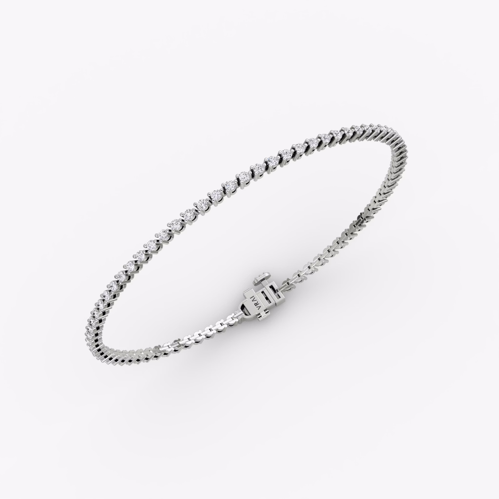 Tiny Tennis Bracelet | Round Brilliant | 14k | White Gold | diamondSize: original | chainLength: 6.5