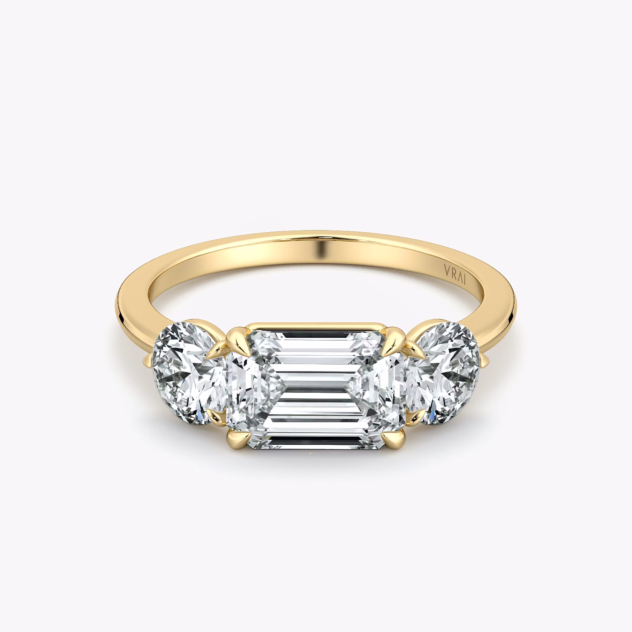 The Three Stone Emerald | Yellow Gold