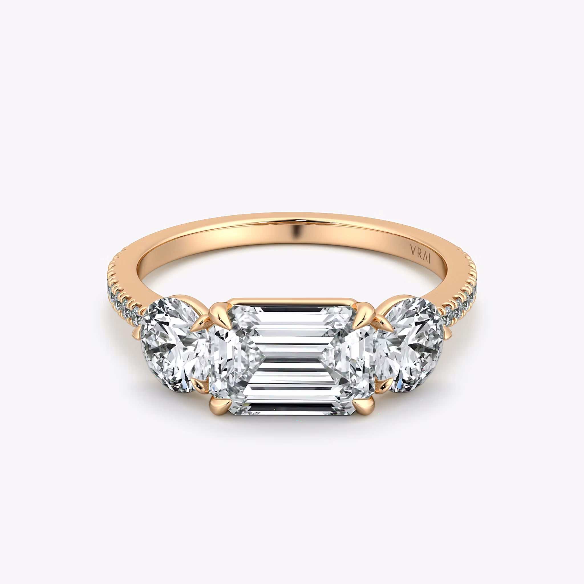 Three Stone Emerald | Rose Gold