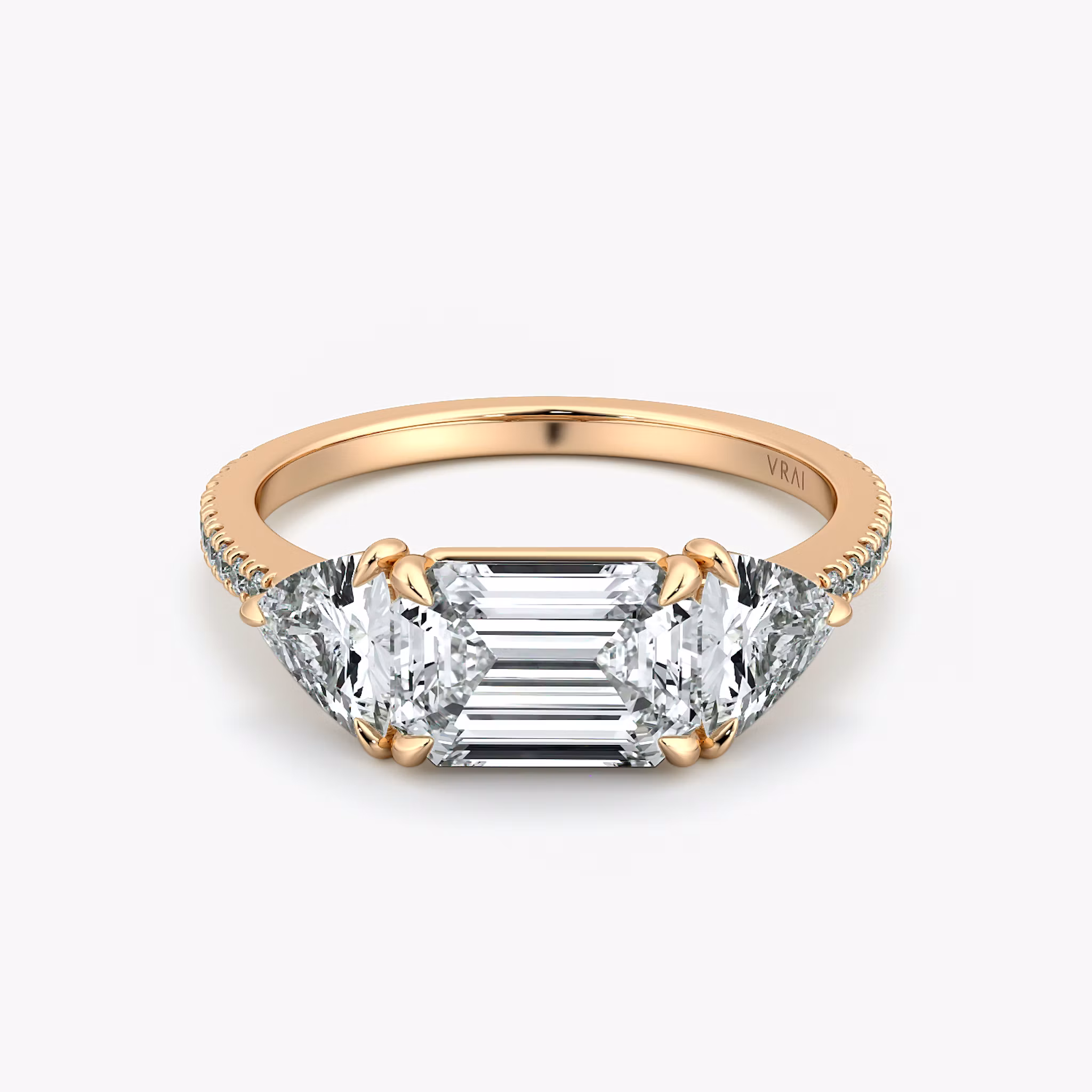 Three Stone Emerald | Rose Gold