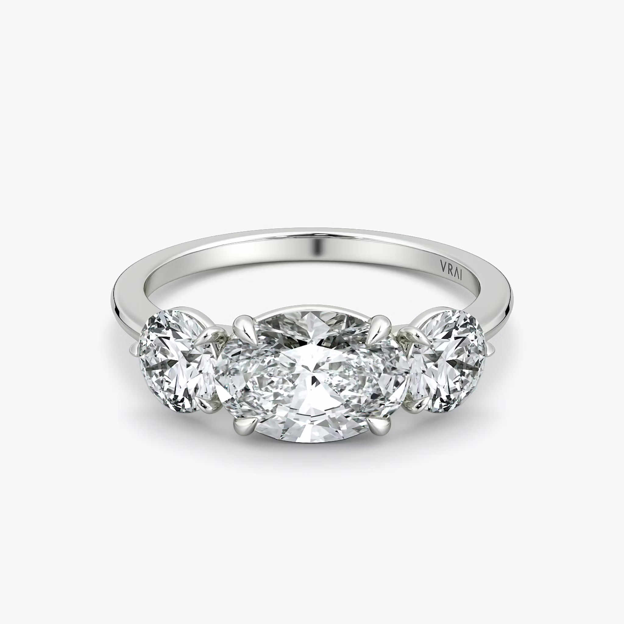 The Three Stone Oval | White Gold