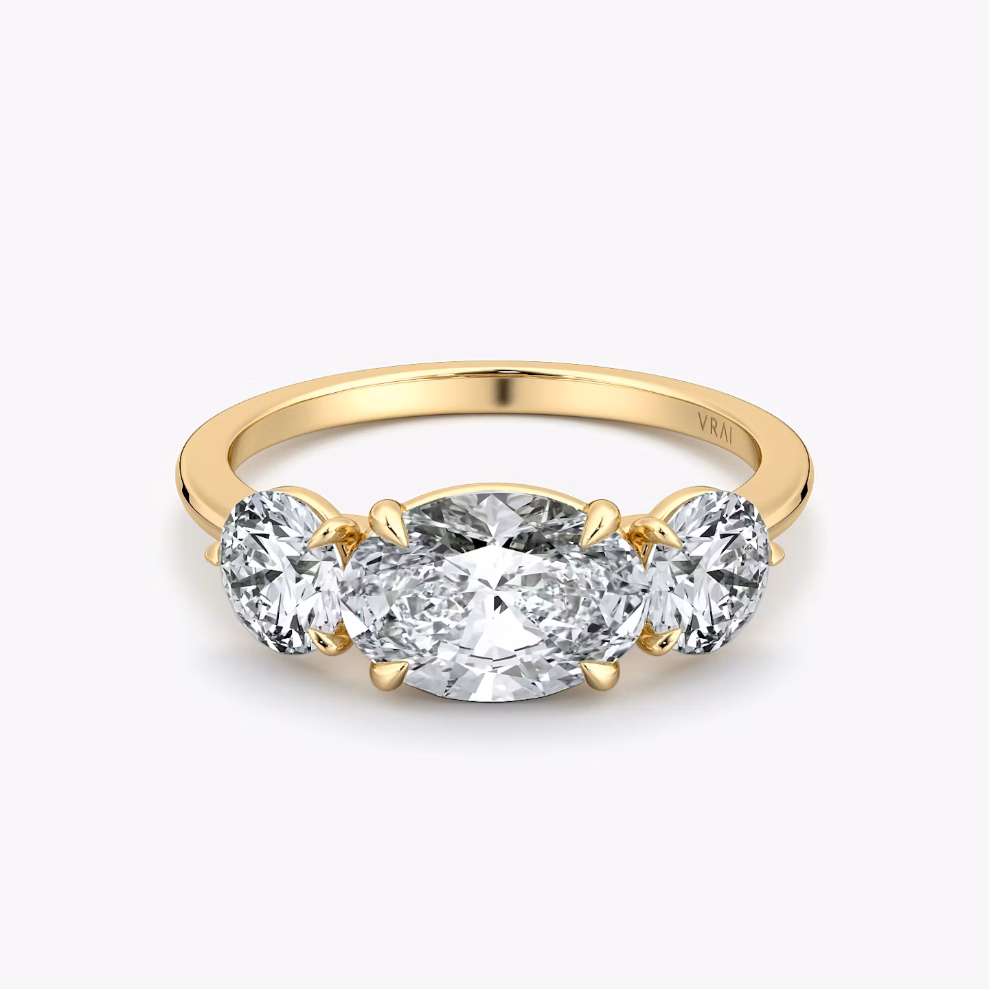 The Three Stone Oval | Yellow Gold