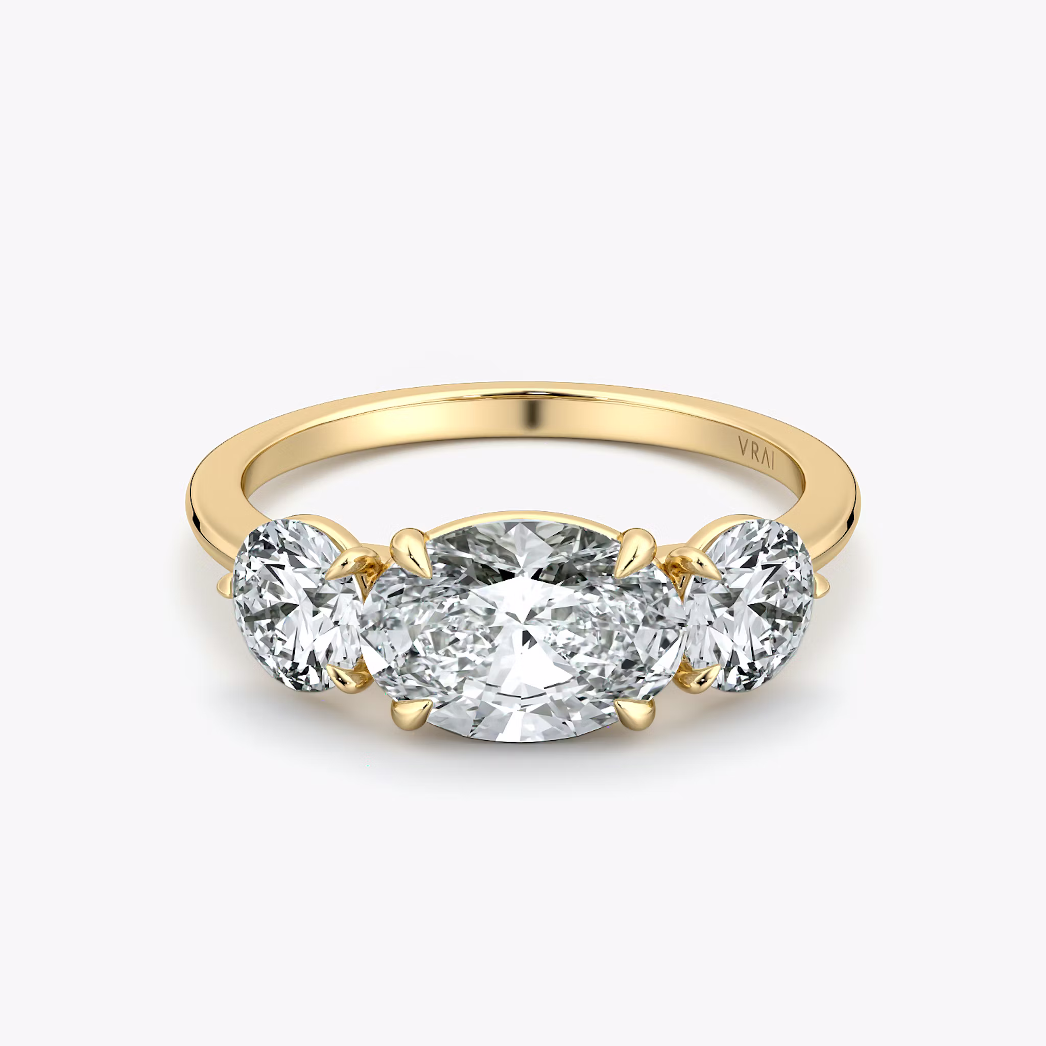 The Three Stone Oval | Yellow Gold