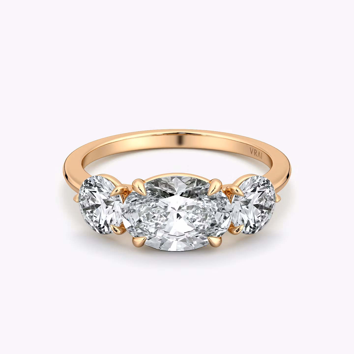 The Three Stone Oval | Rose Gold