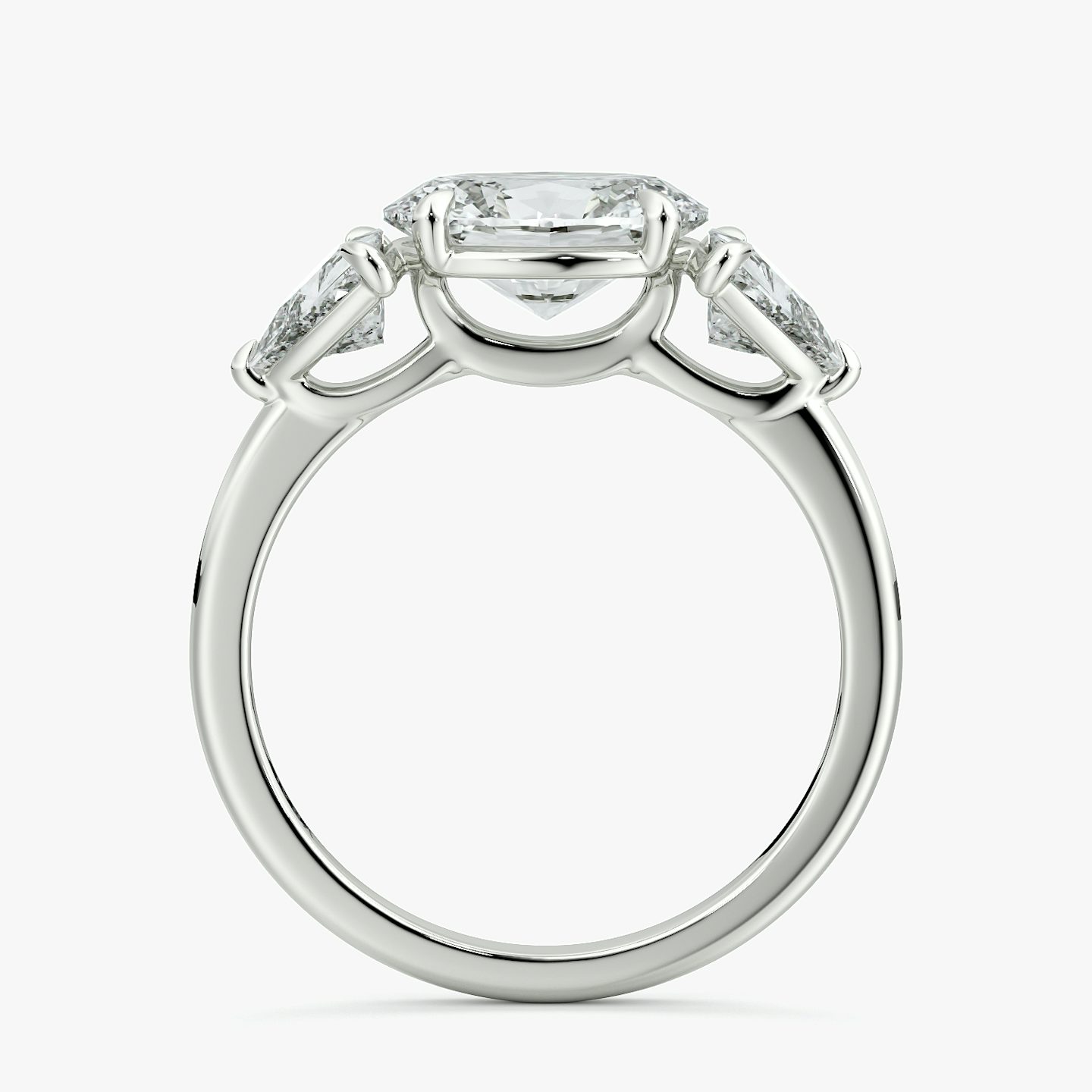 The Three Stone | Oval | Platinum | bandAccent: Plain | diamondOrientation: horizontal | sideStoneCarat: 0.50ct | sideStoneShape: Trillion | caratWeight: other