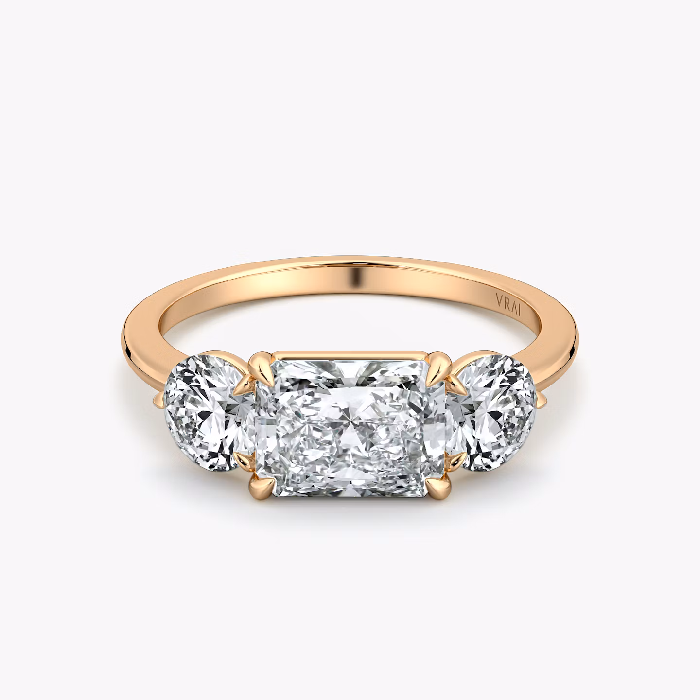The Three Stone Radiant | Rose Gold