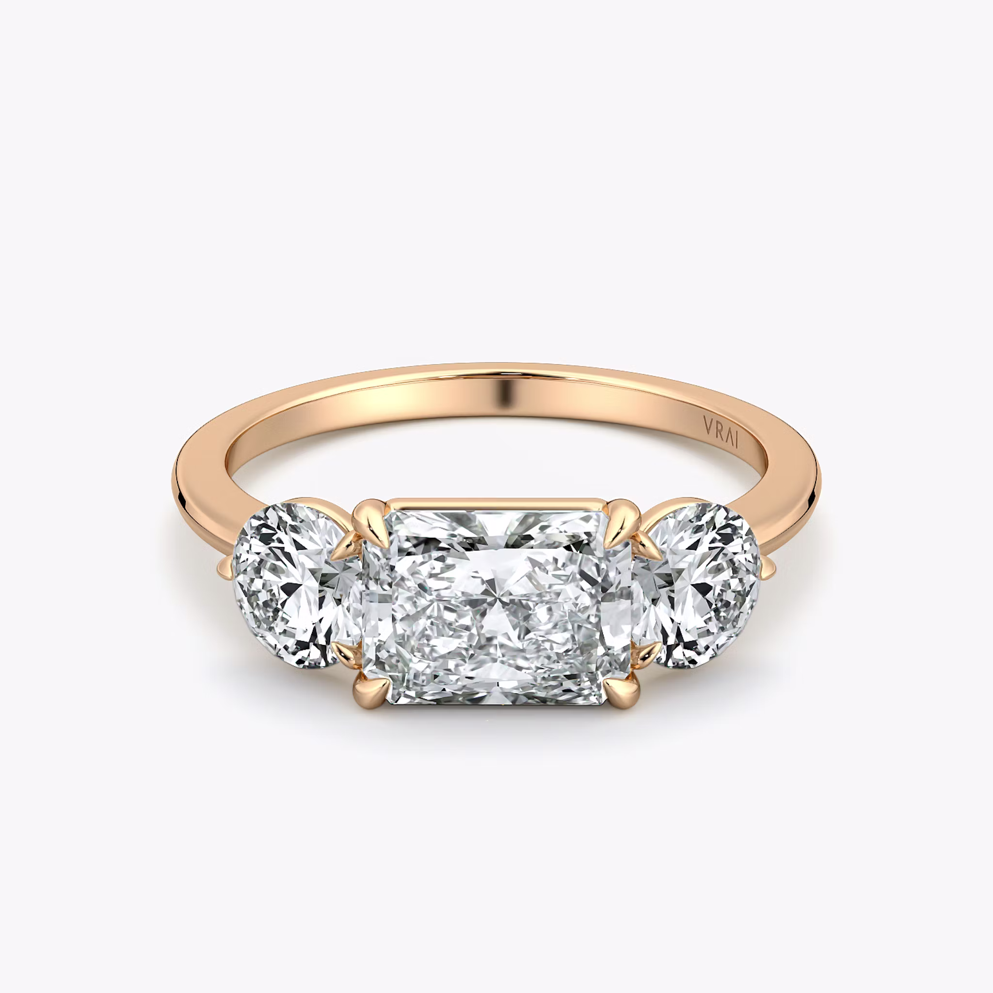 Three Stone Radiant | Rose Gold
