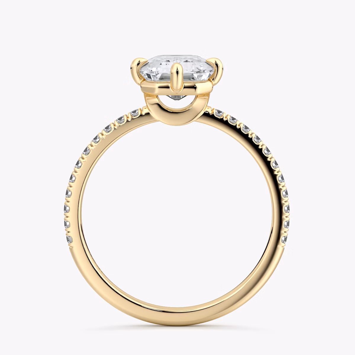 The Compass Solitaire | Emerald | 18k | Yellow Gold | bandAccent: Pavé | diamondOrientation: vertical | caratWeight: other
