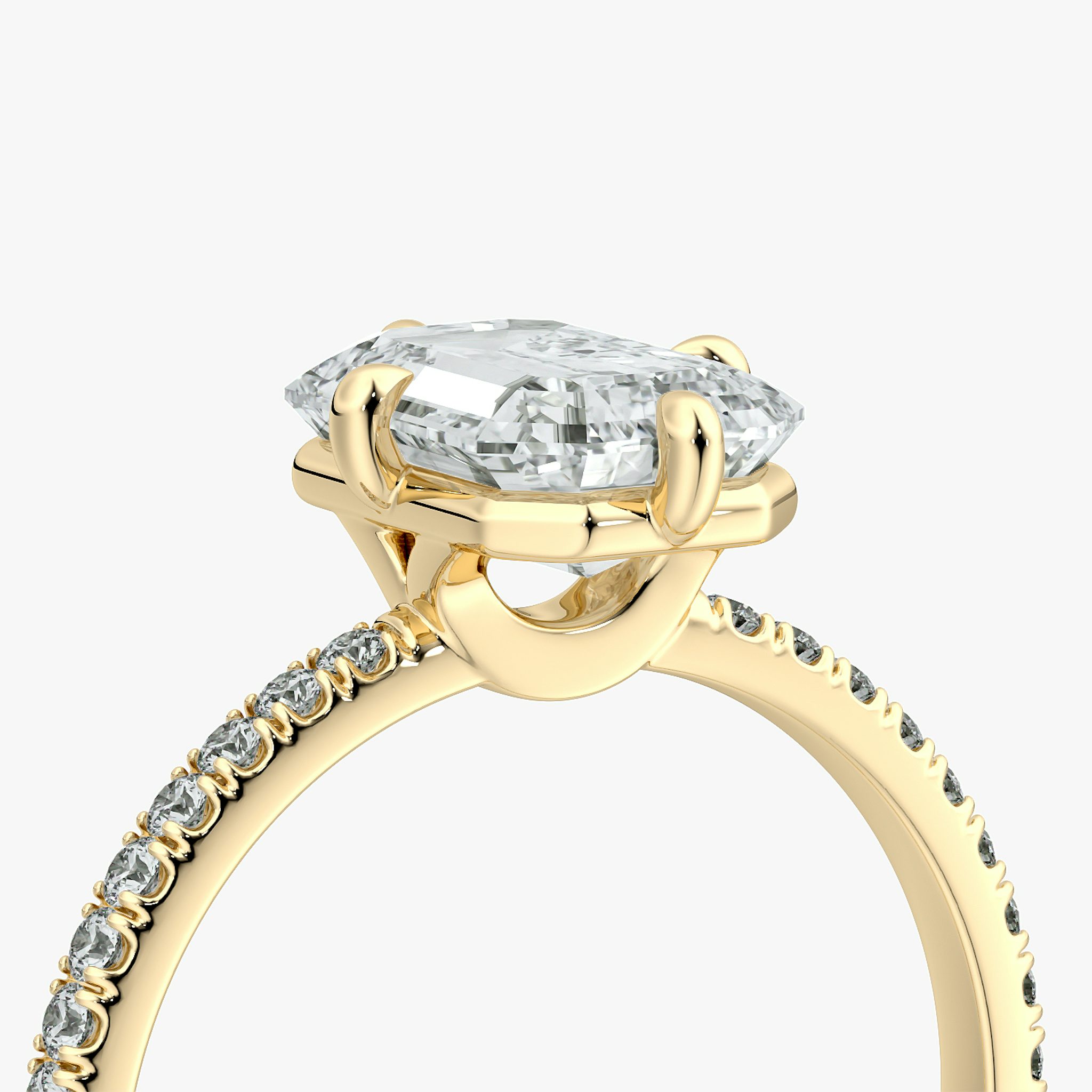 The Compass Solitaire | Emerald | 18k | Yellow Gold | bandAccent: Pavé | diamondOrientation: vertical | caratWeight: other