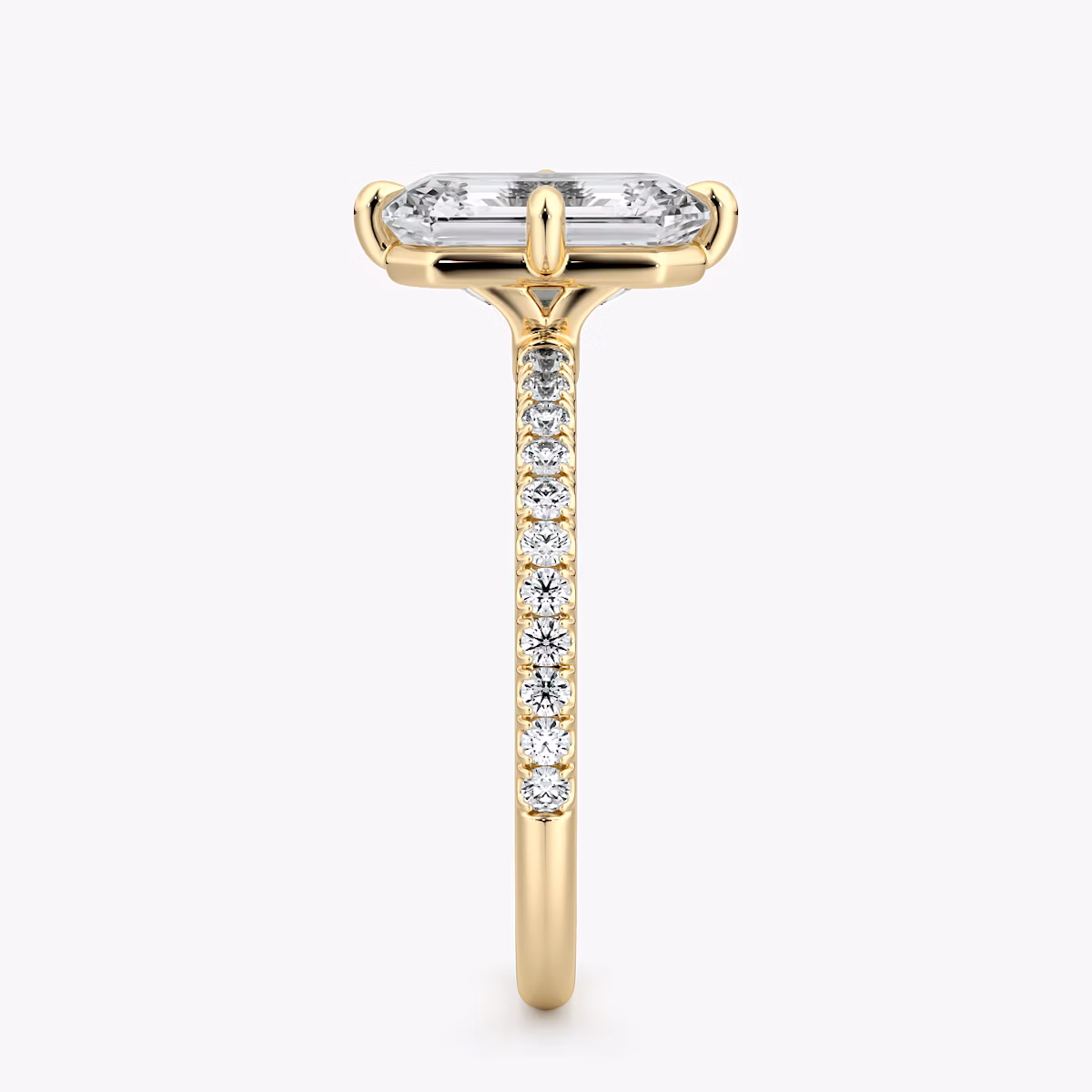 The Compass Solitaire | Emerald | 18k | Yellow Gold | bandAccent: Pavé | diamondOrientation: vertical | caratWeight: other