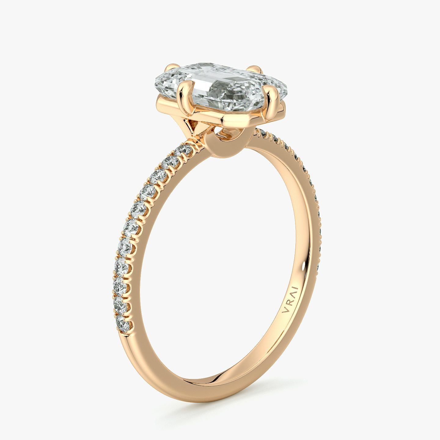 Compass | Emerald | 14k | Roségold | bandAccent: Mit Pavé-Besatz | diamondOrientation: vertical | caratWeight: other