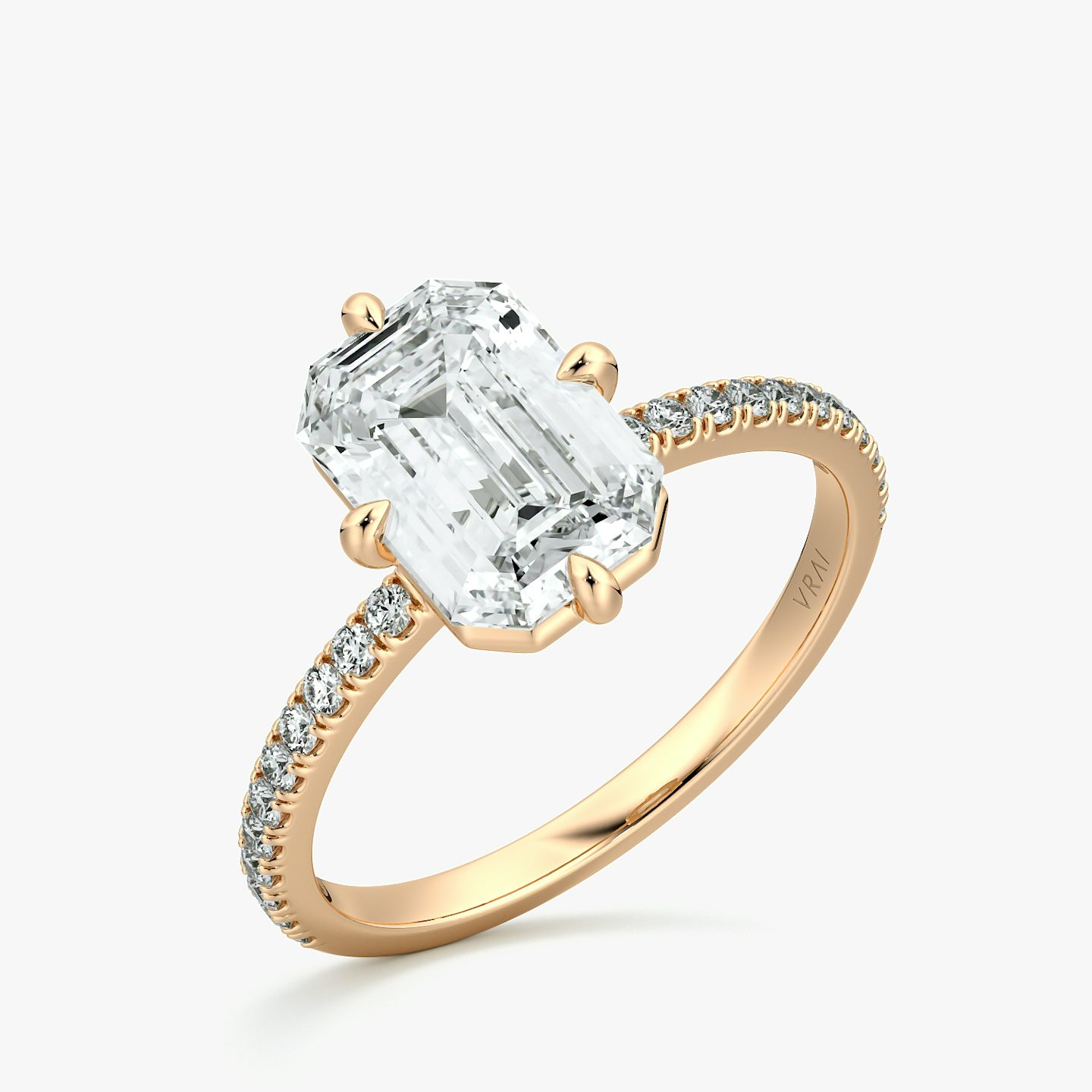 Compass | Emerald | 14k | Roségold | bandAccent: Mit Pavé-Besatz | diamondOrientation: vertical | caratWeight: other