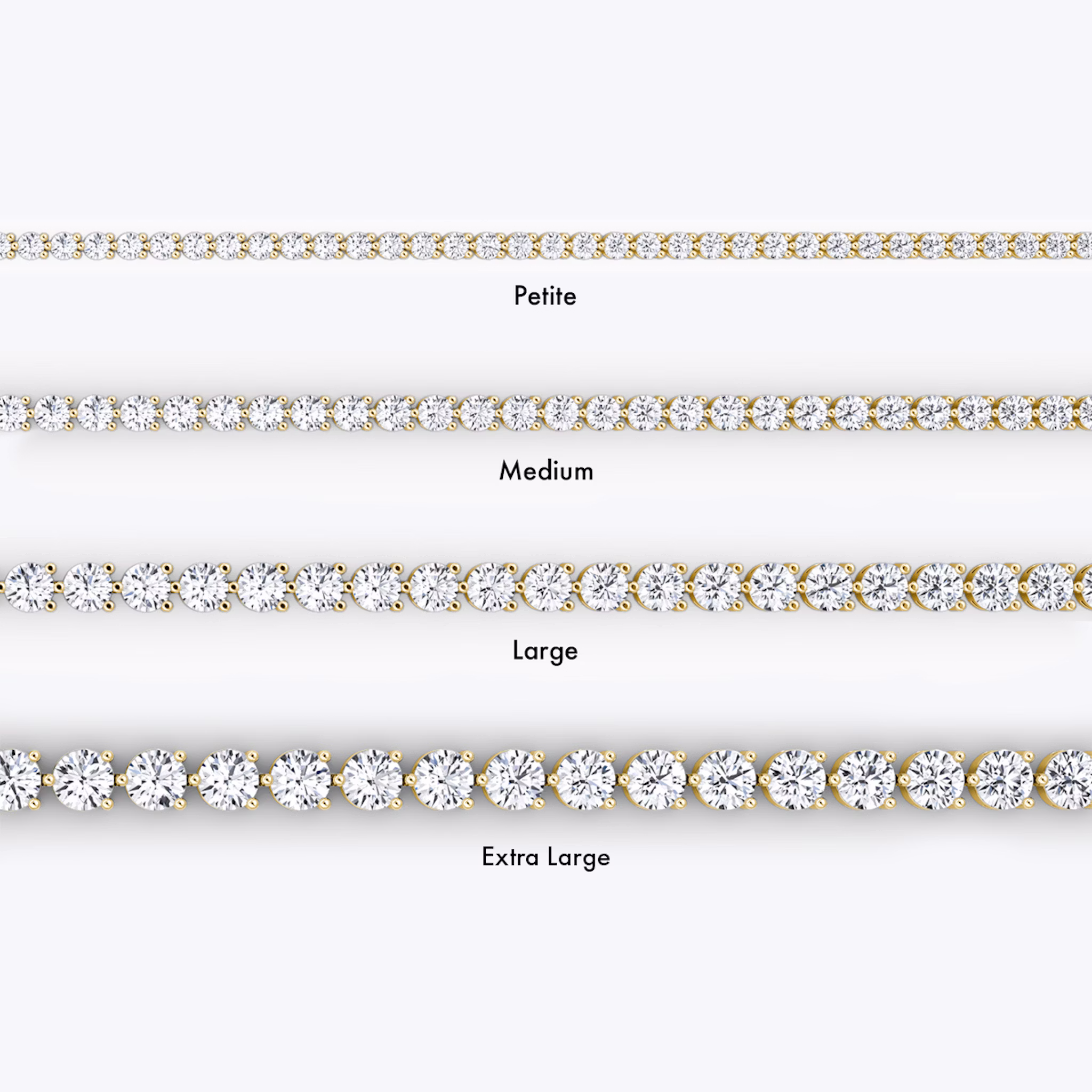 Tennis Bracelet | Round Brilliant | 14k | Yellow Gold | diamondSize: petite | chainLength: 8