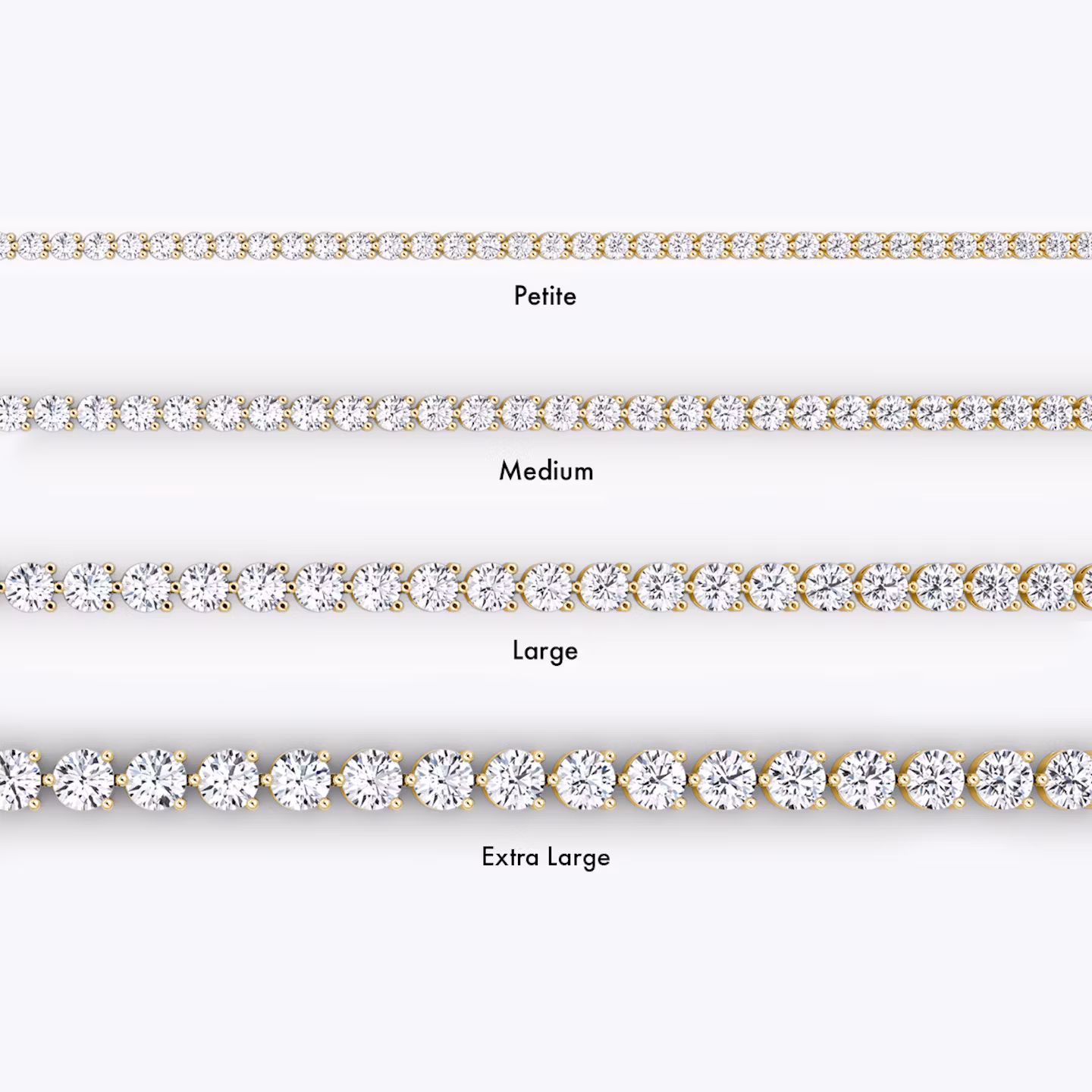 Tennis Bracelet | Round Brilliant | 14k | Yellow Gold | diamondSize: petite | chainLength: 7.5