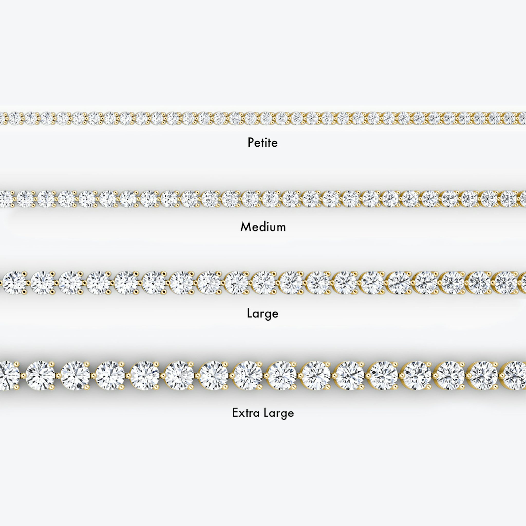 Tennis Bracelet | Round Brilliant | 14k | Yellow Gold | diamondSize: petite | chainLength: 8