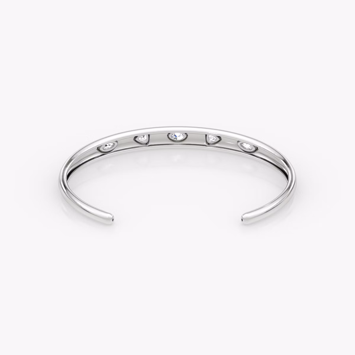 Mixed Shape Dome Bangle | oval+trillion+marquise | 14k | White Gold | wristSize: Medium