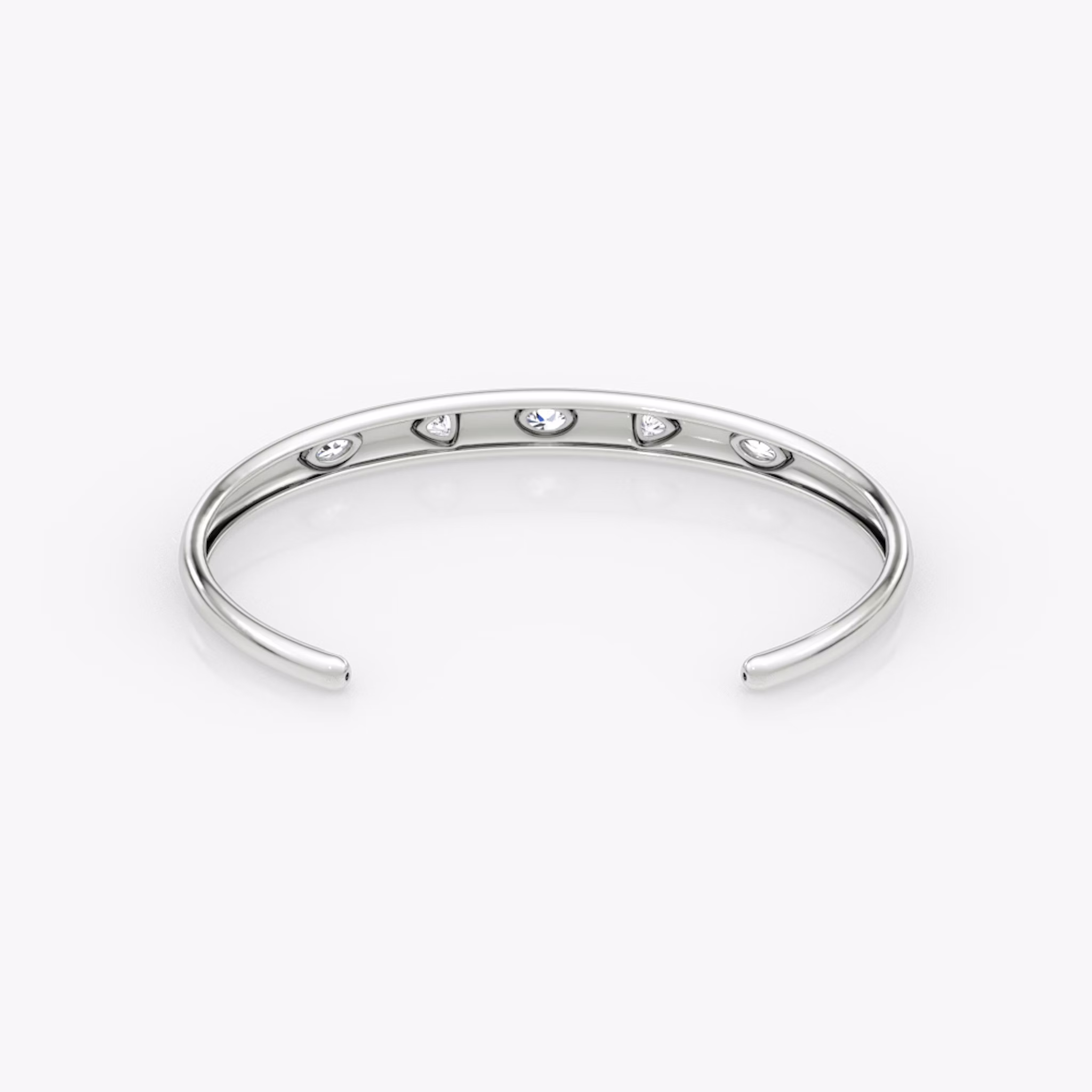 Mixed Shape Dome Bangle | oval+trillion+marquise | 14k | White Gold | wristSize: Medium