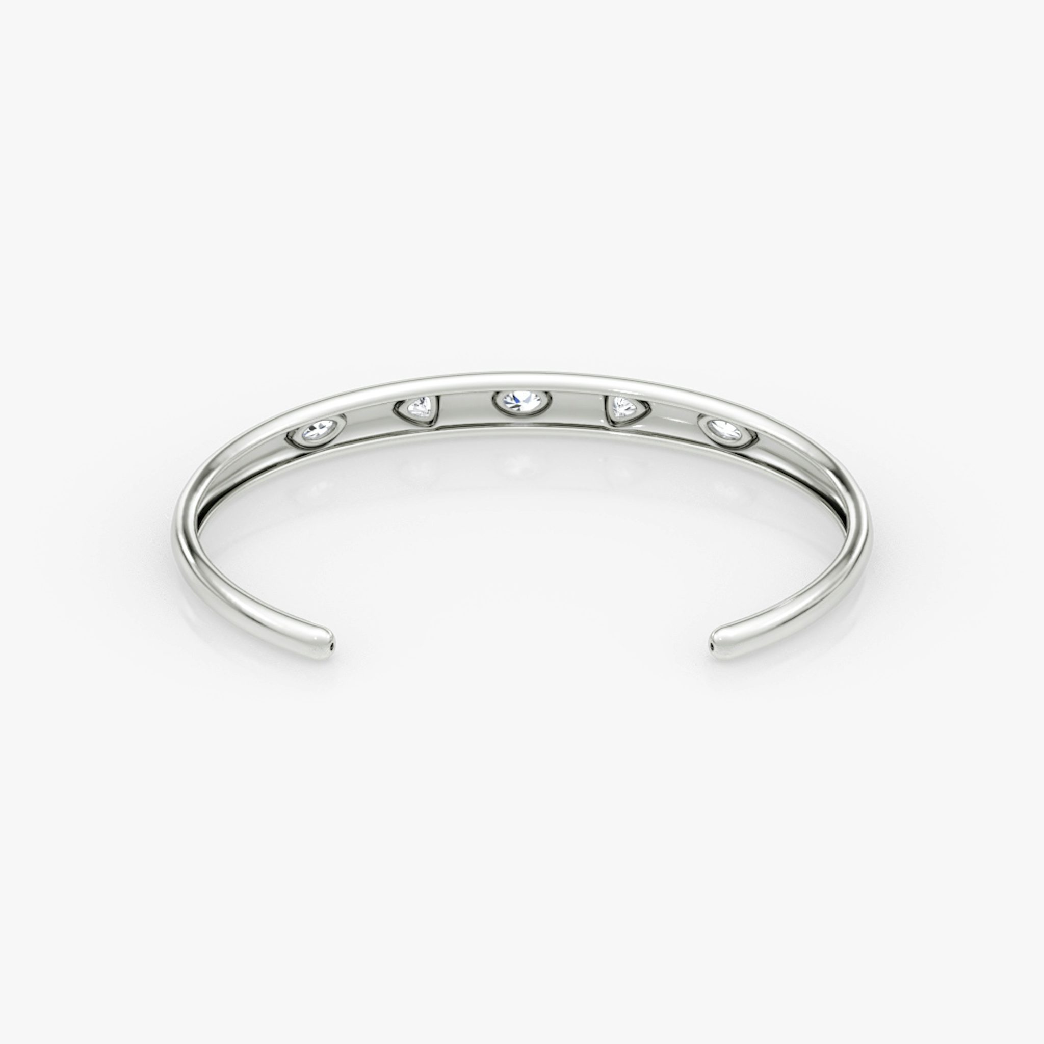 Mixed Shape Dome Bangle | oval+trillion+marquise | 14k | White Gold | wristSize: Medium