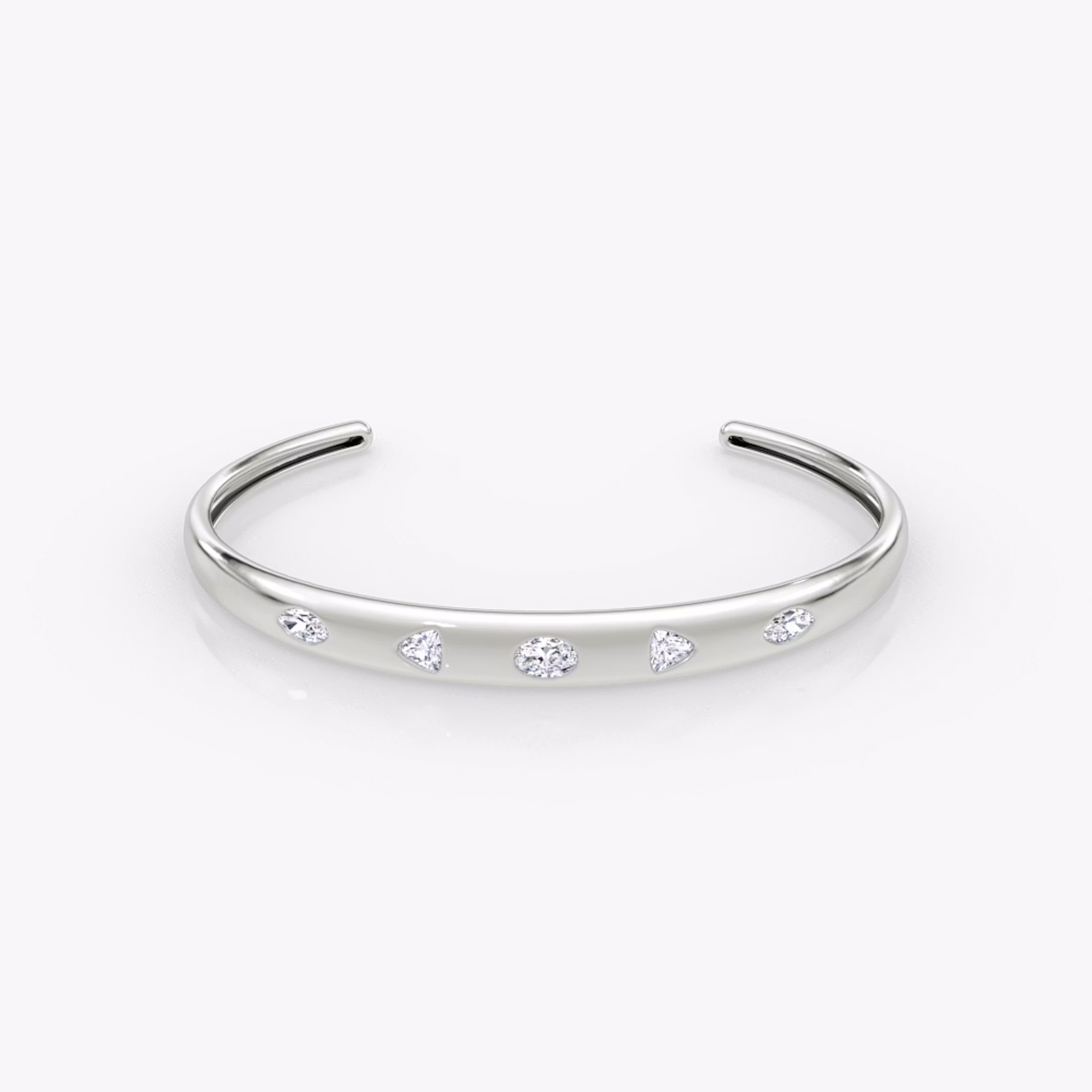 Mixed Shape Dome Bangle oval+trillion+marquise | White Gold
