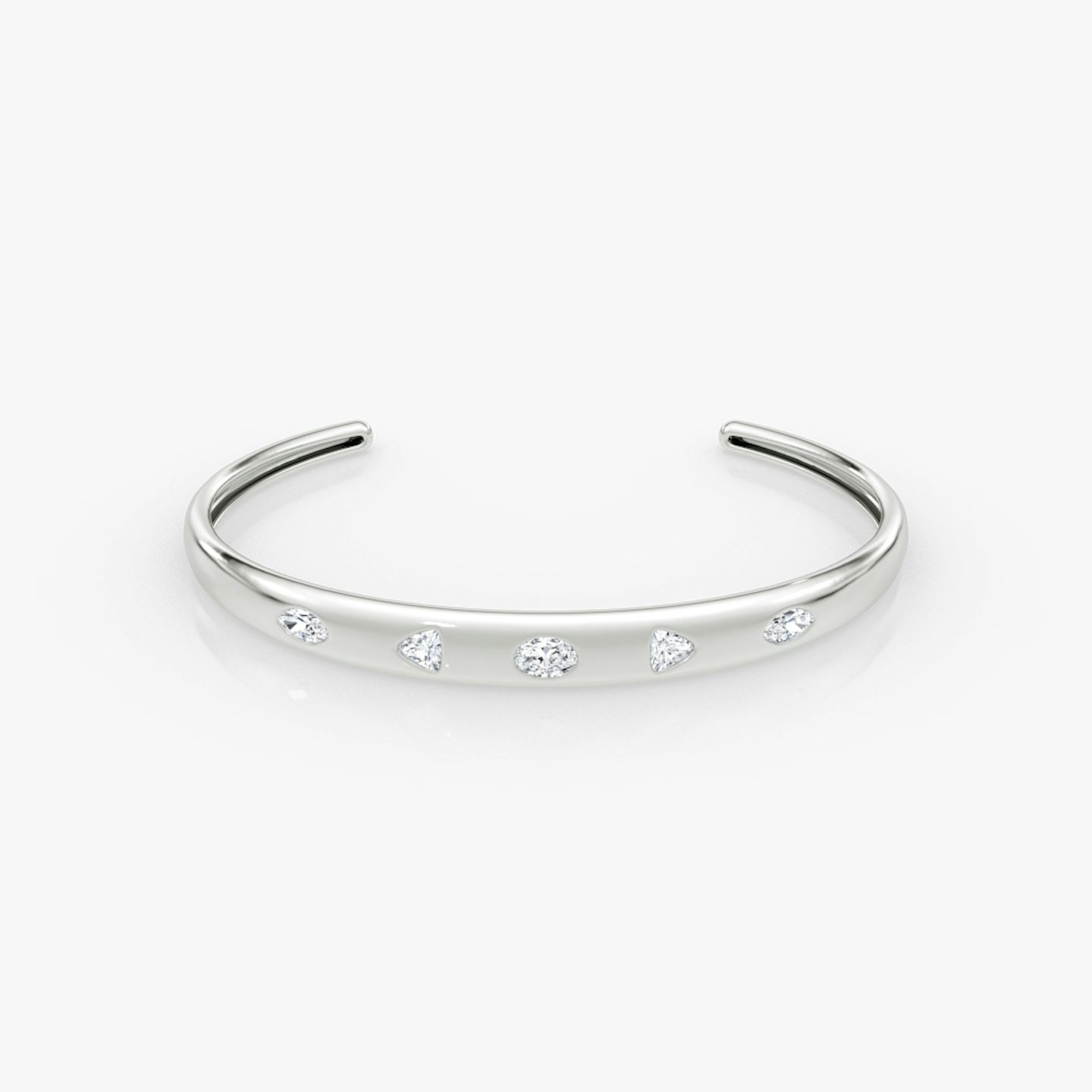 Mixed Shape Dome Armreif | oval+trillion+marquise | 14k | Weißgold | wristSize: Medium