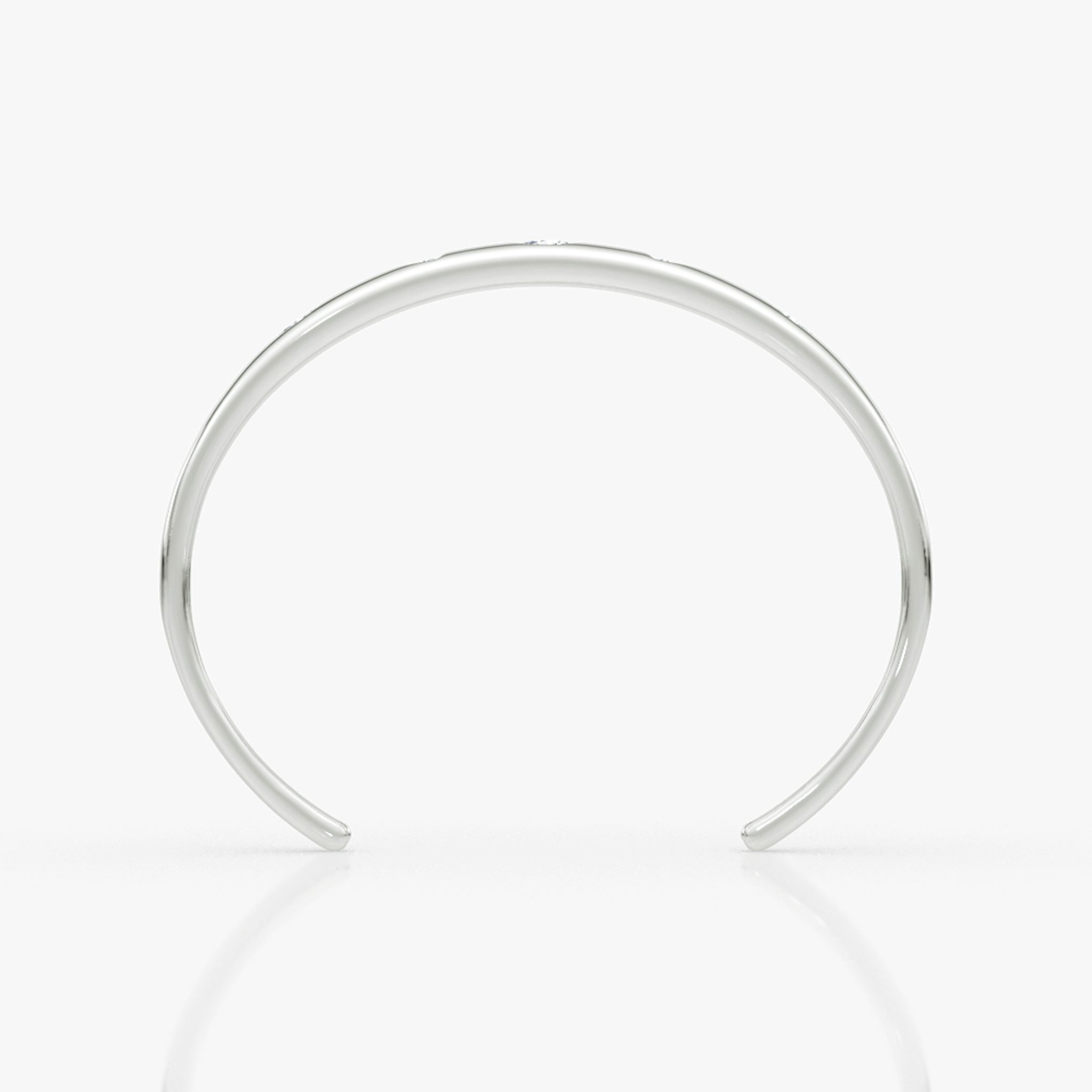 Mixed Shape Dome Bangle | oval+trillion+marquise | 14k | White Gold | wristSize: Medium