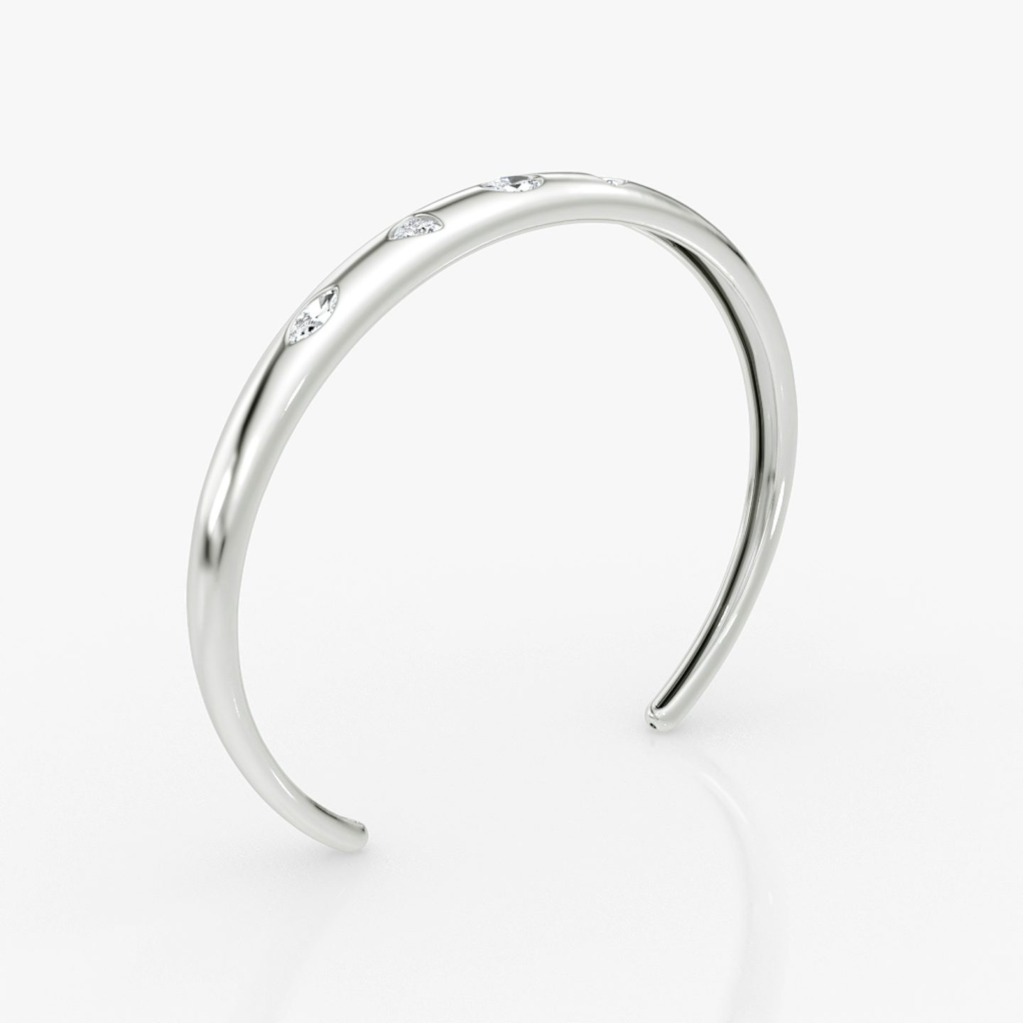 Mixed Shape Dome Armreif | oval+trillion+marquise | 14k | Weißgold | wristSize: Medium
