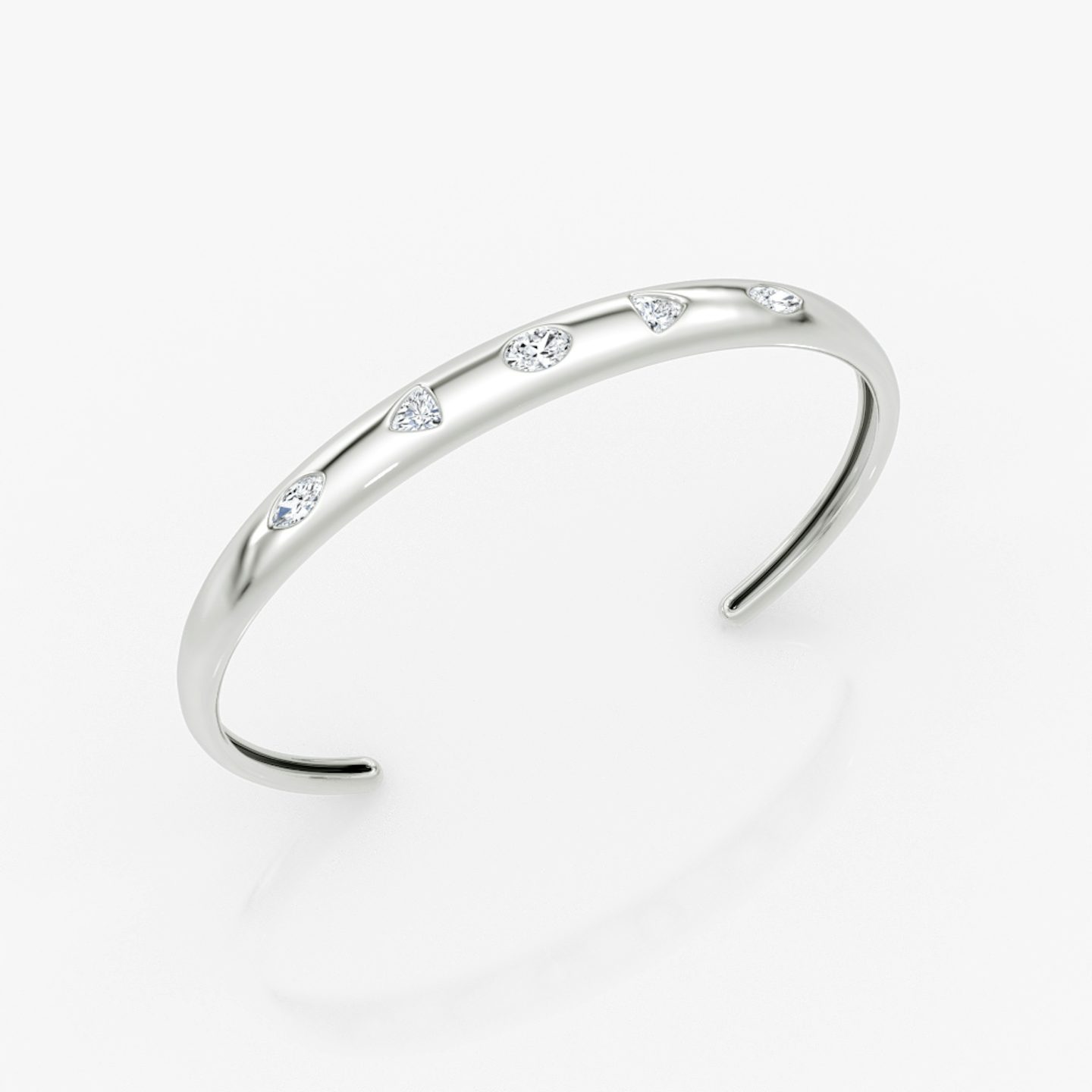 Mixed Shape Dome Armreif | oval+trillion+marquise | 14k | Weißgold | wristSize: Medium