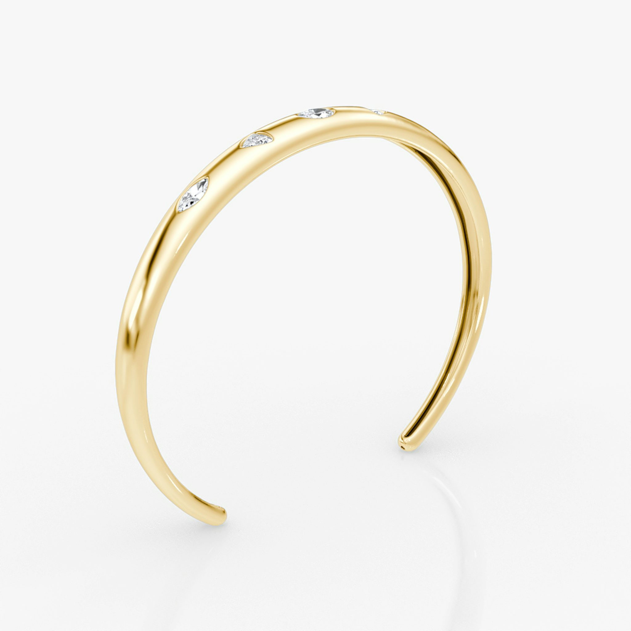 Mixed Shape Dome Bangle | oval+trillion+marquise | 14k | Yellow Gold | wristSize: Medium