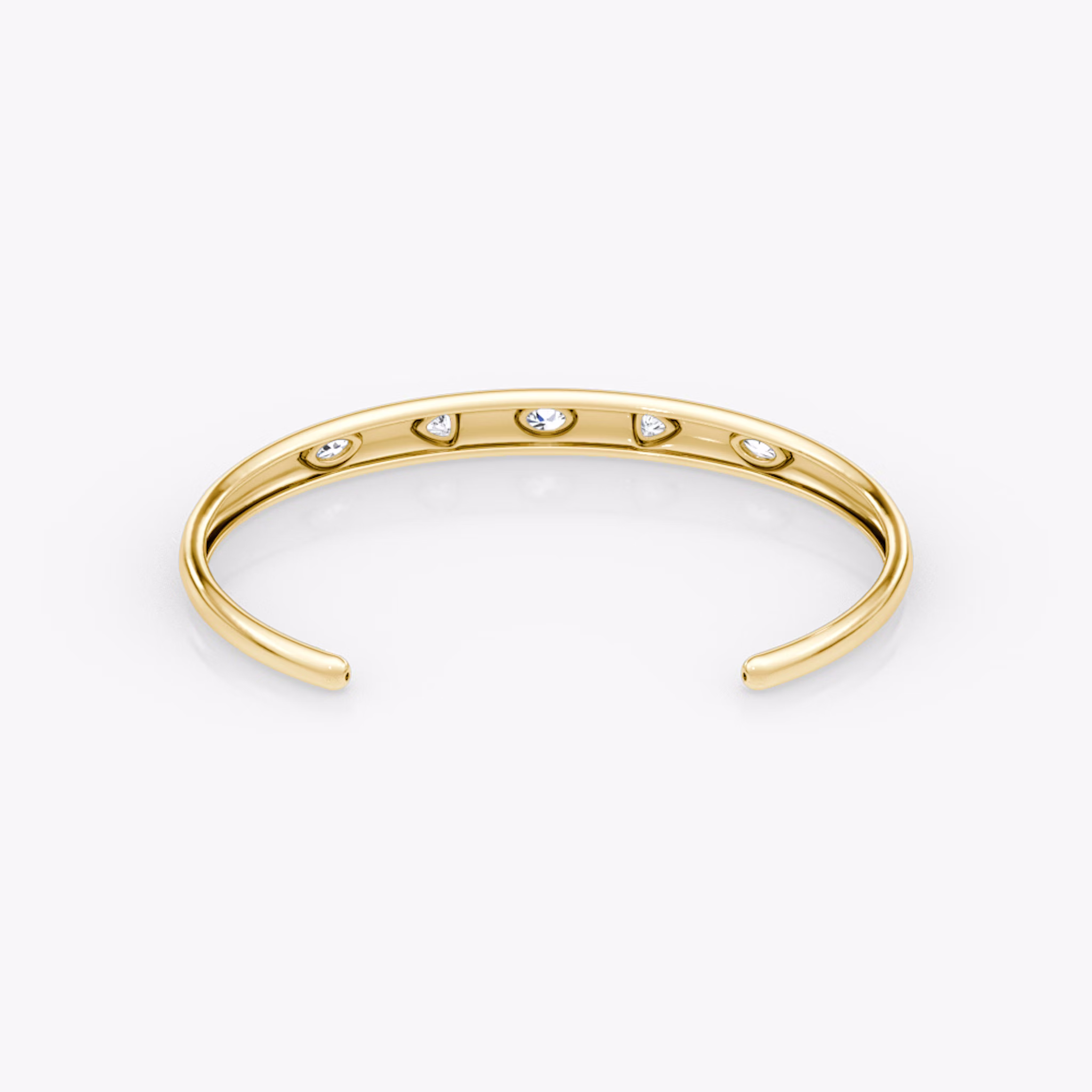 Mixed Shape Dome Bangle | oval+trillion+marquise | 14k | Yellow Gold | wristSize: Medium