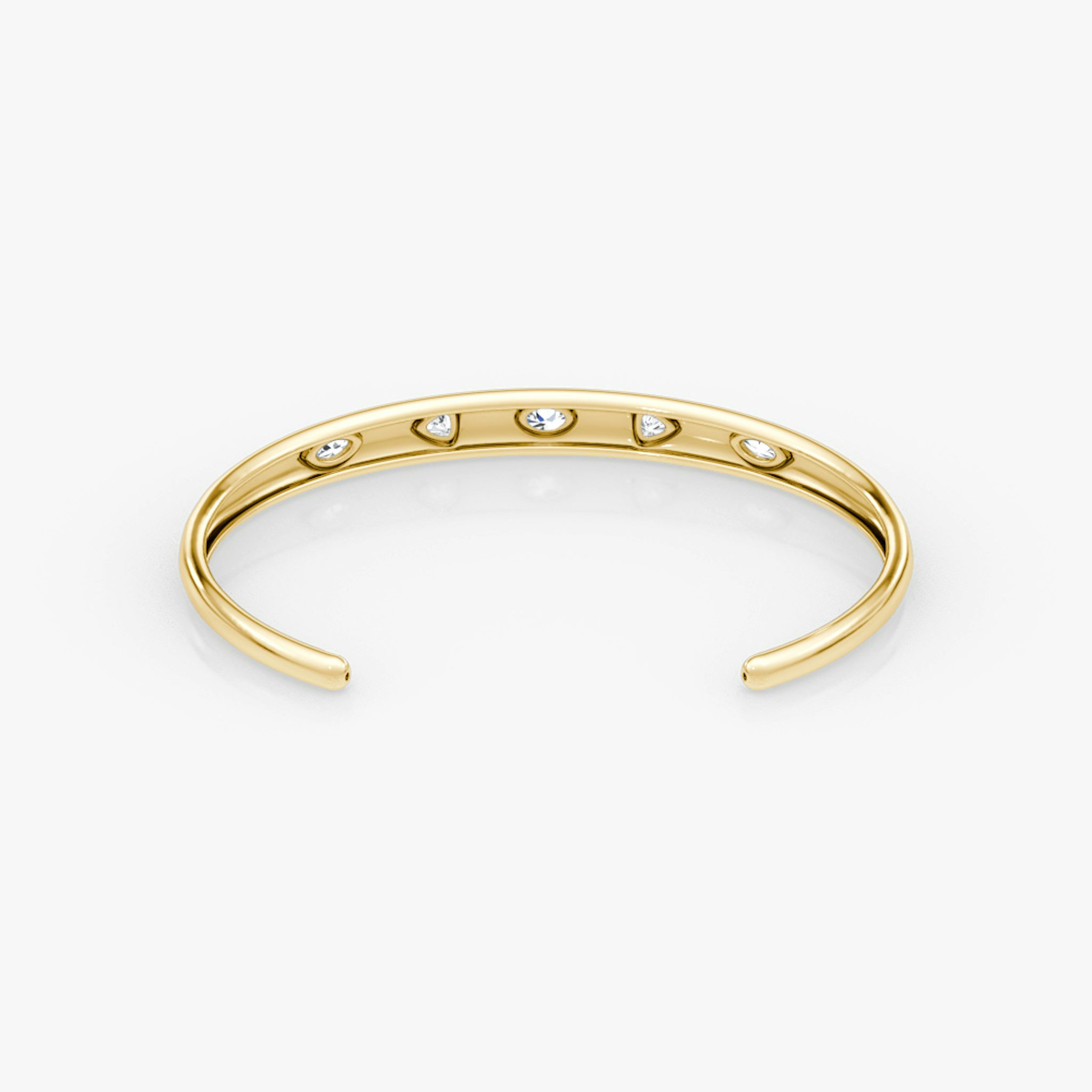 Mixed Shape Dome Bangle | oval+trillion+marquise | 14k | Yellow Gold | wristSize: Medium
