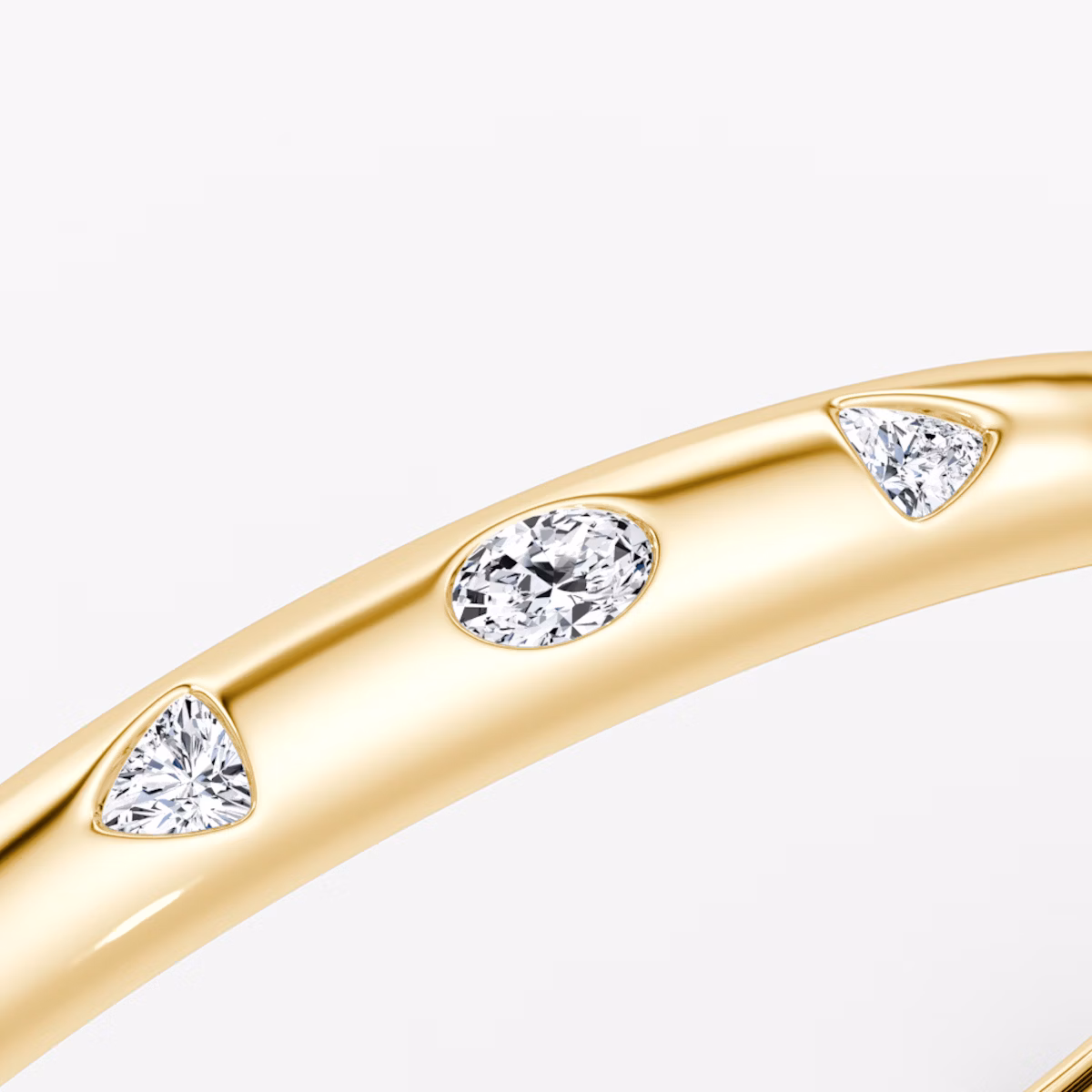 Mixed Shape Dome Armreif | oval+trillion+marquise | 14k | Gelbgold | wristSize: Medium
