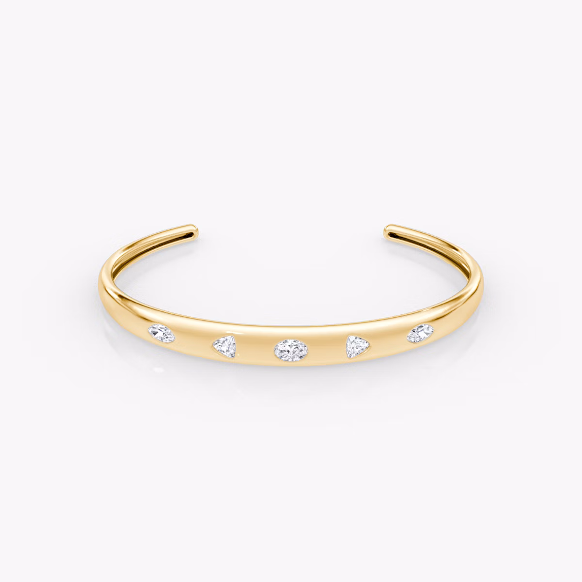 Mixed Shape Dome Armreif | oval+trillion+marquise | 14k | Gelbgold | wristSize: Medium