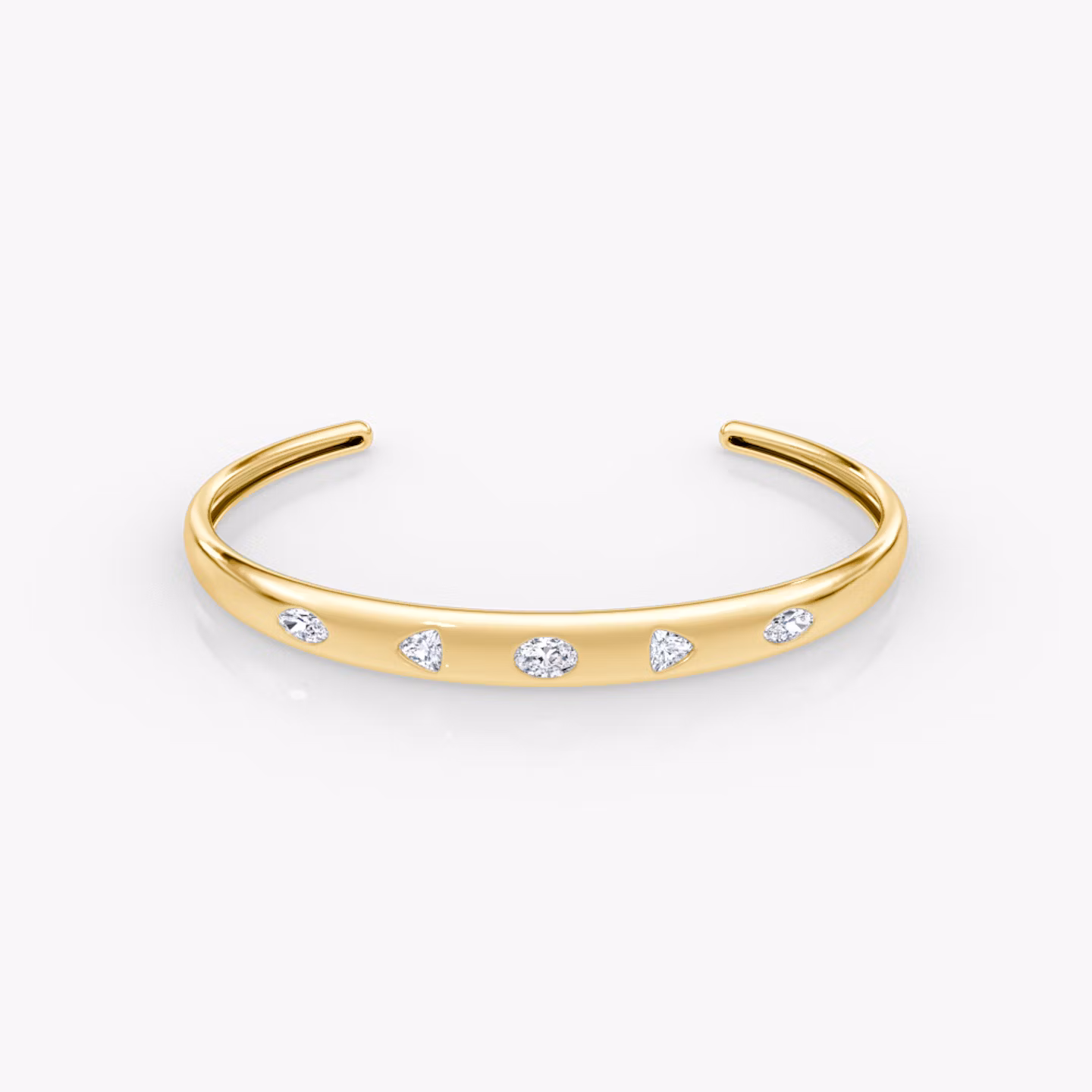 Mixed Shape Dome Bangle oval+trillion+marquise | Yellow Gold