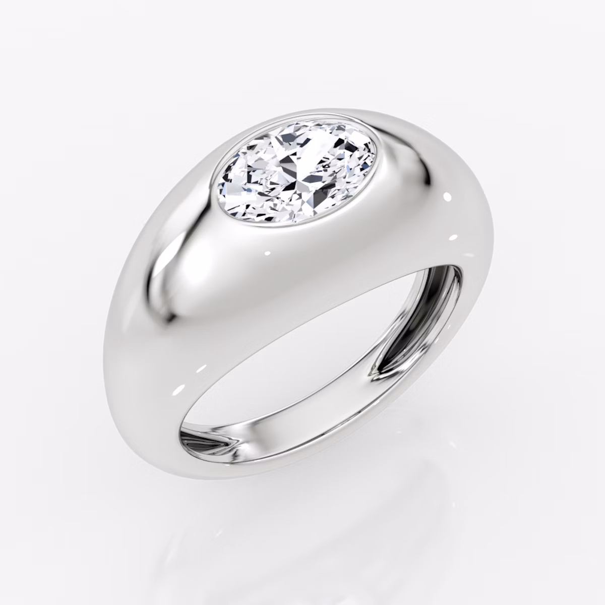 Petite Oval Dome Band | Oval | 14k | White Gold