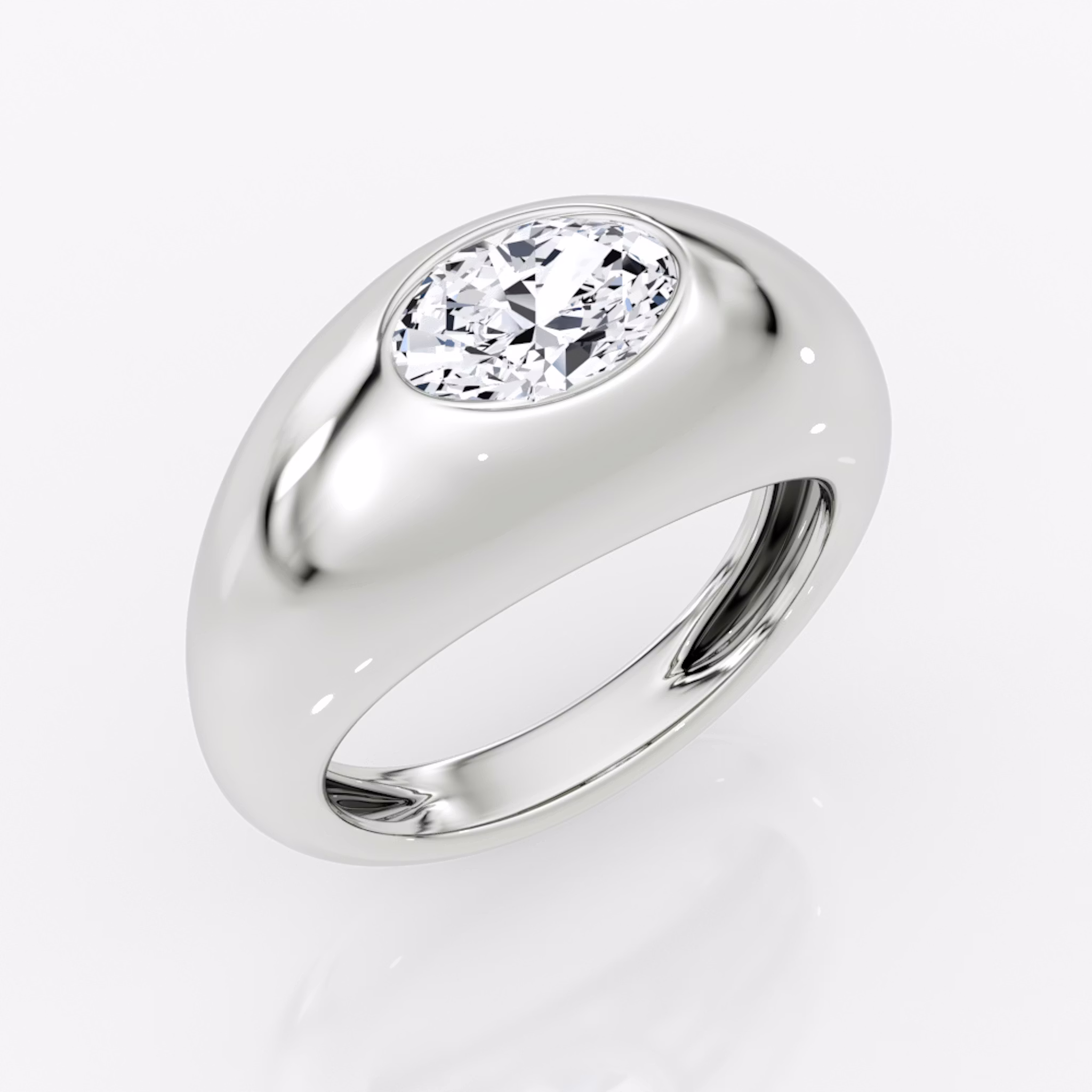 Petite Oval Dome Band | Oval | 14k | White Gold