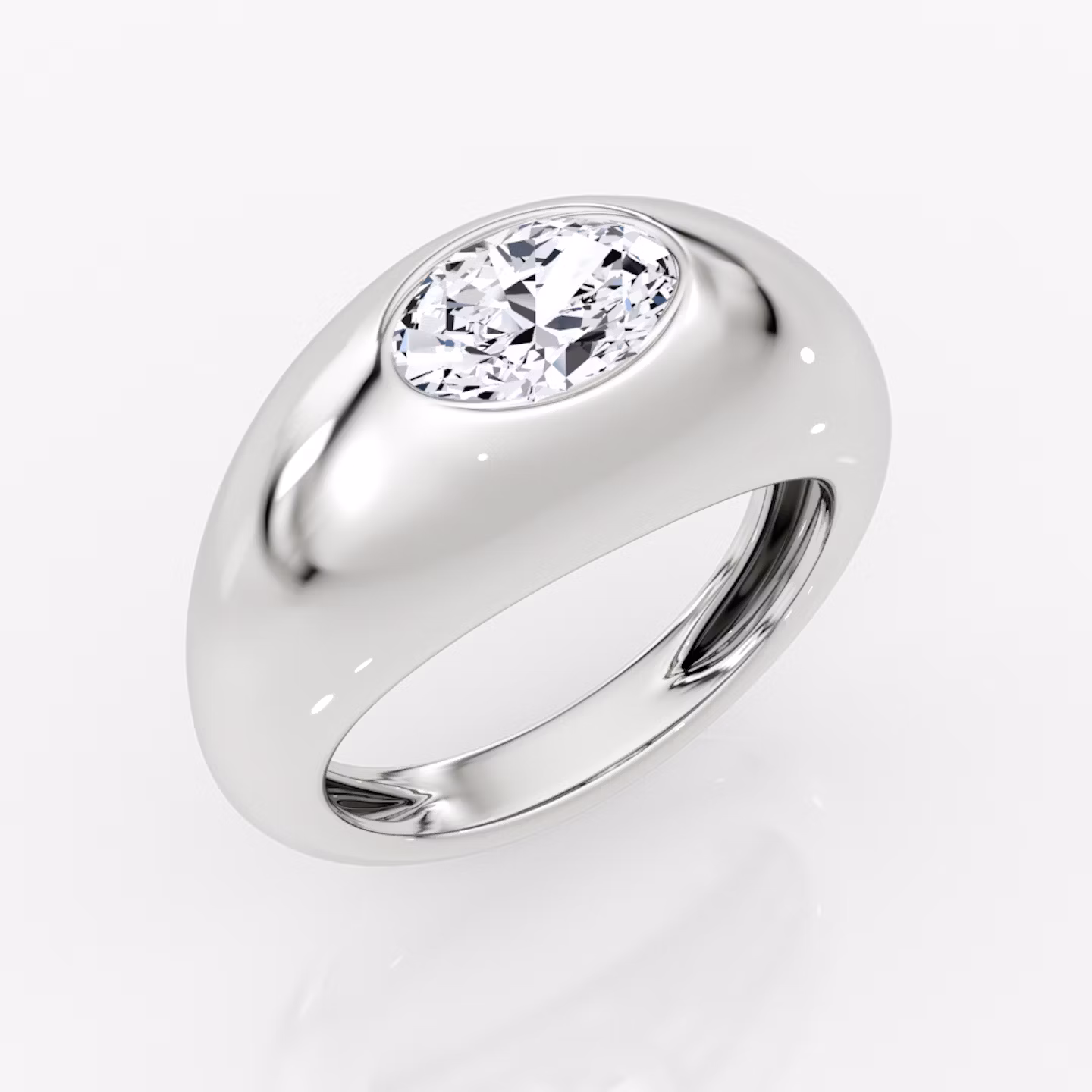 Petite Oval Dome Band | Oval | 14k | White Gold