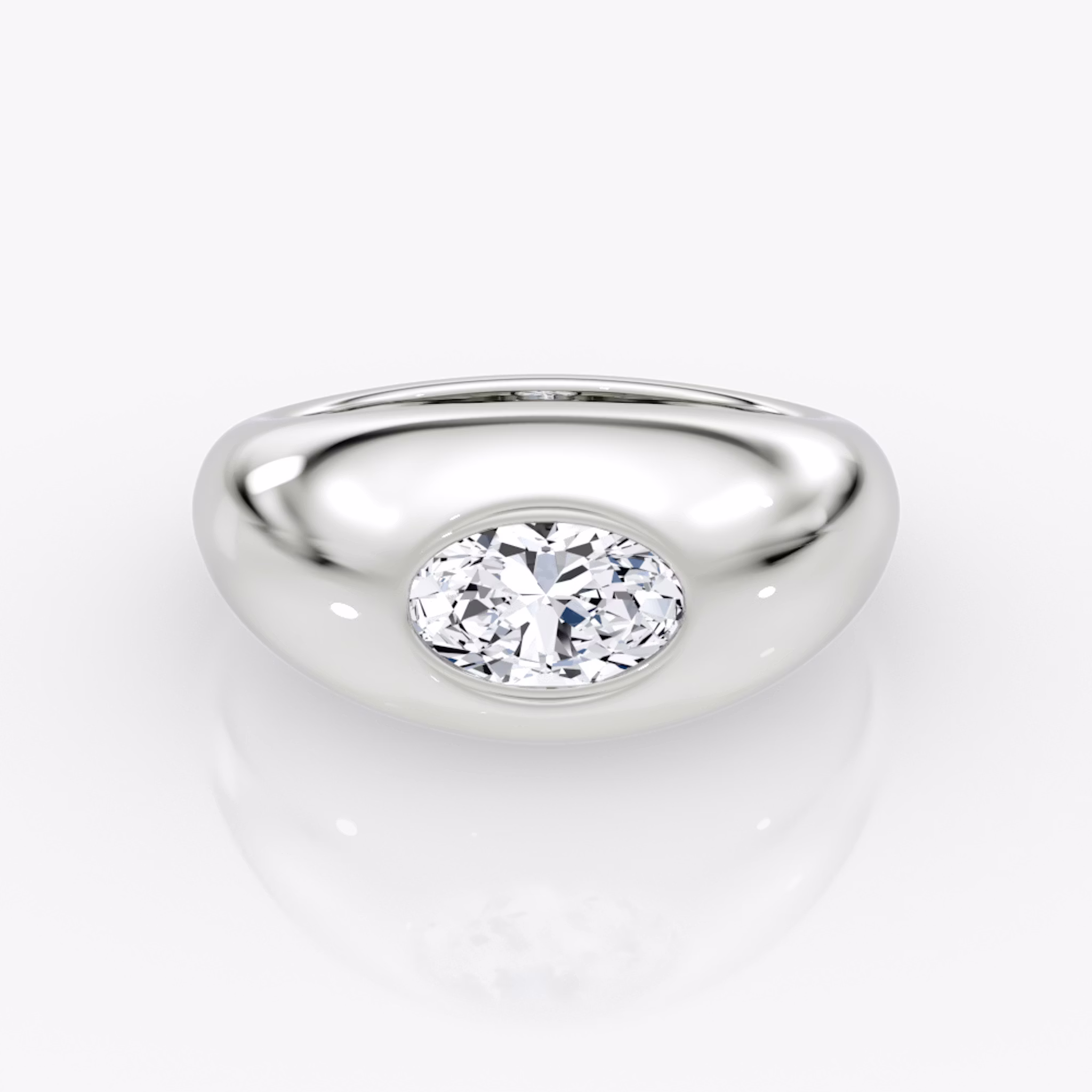 Petite Oval Dome Band | Oval | 14k | White Gold
