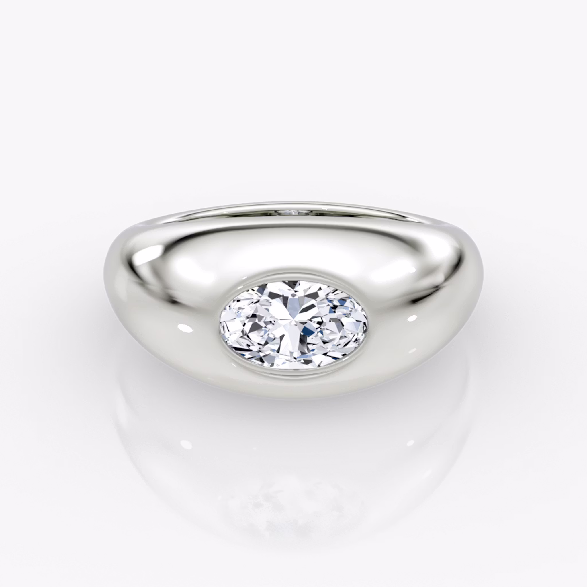 Petite Oval Dome Band Oval | White Gold