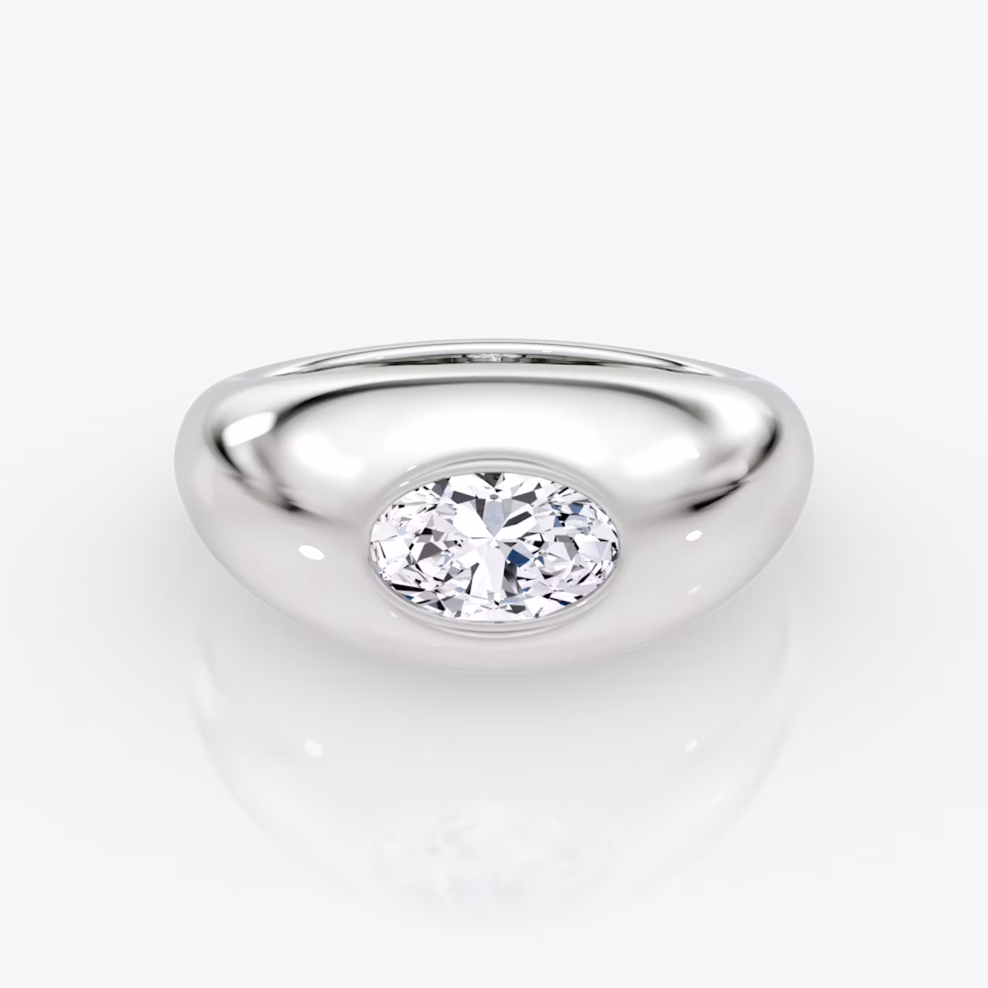Petite Oval Dome Band | Oval | 14k | White Gold