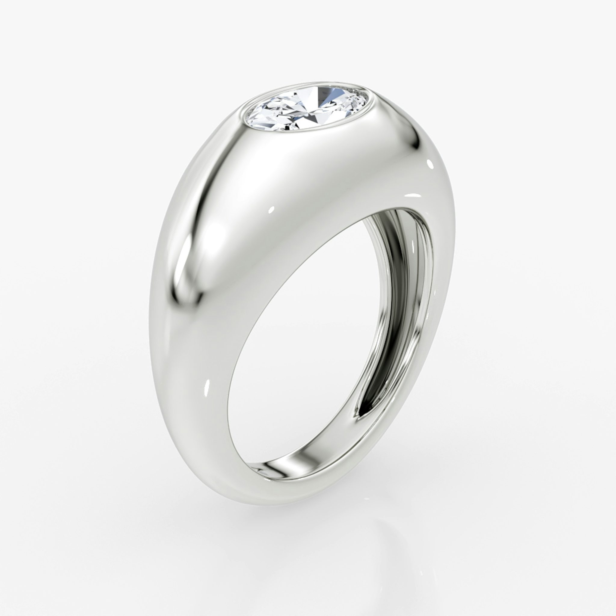Petite Oval Dome Band | Oval | 14k | White Gold