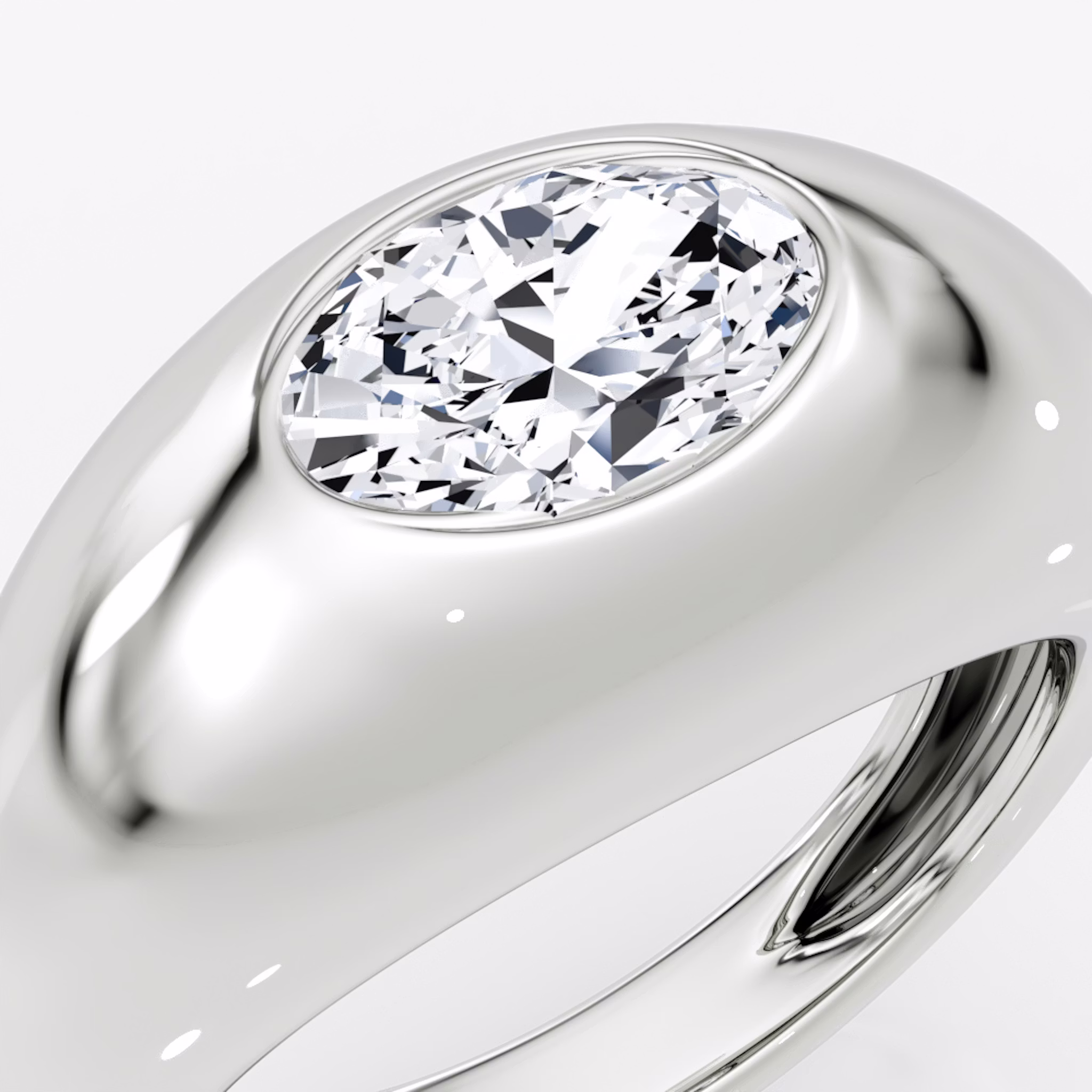 Petite Oval Dome Band | Oval | 14k | White Gold