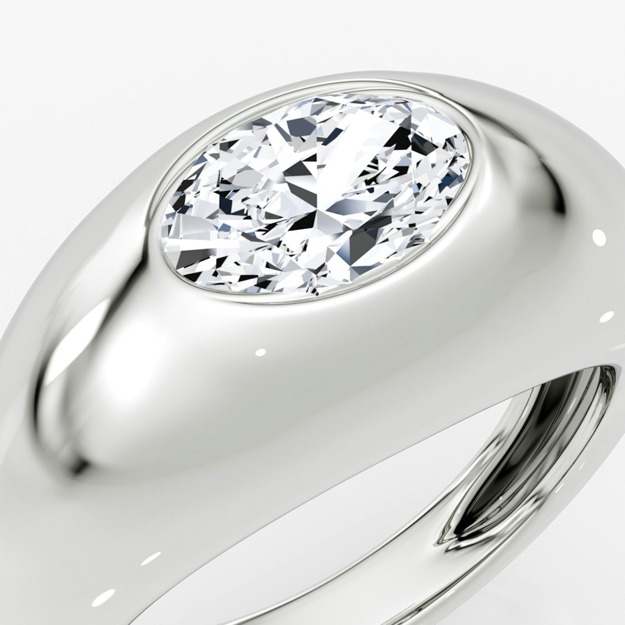 Petite Oval Dome Band | Oval | 14k | White Gold