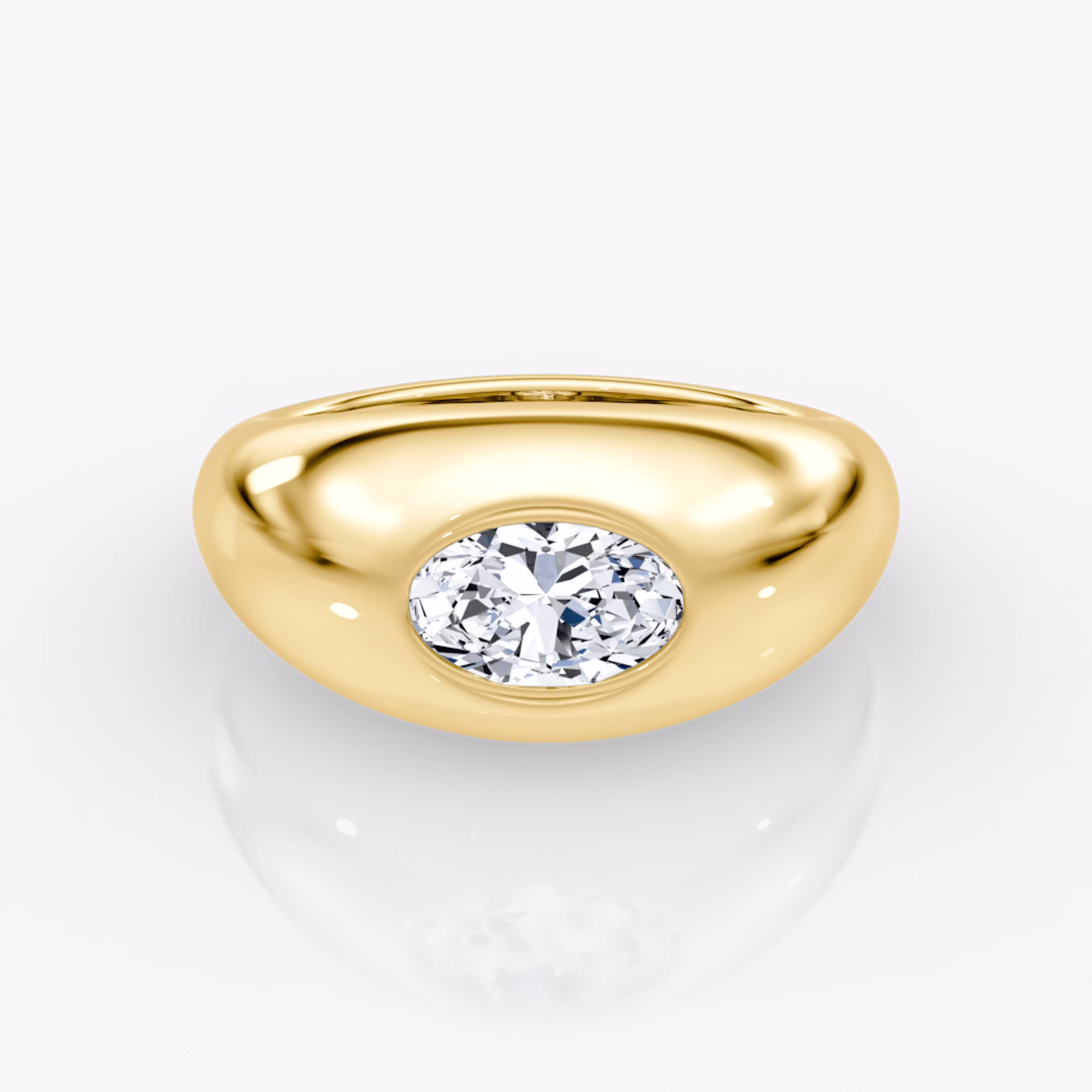 Petite Oval Dome Band Oval | Yellow Gold