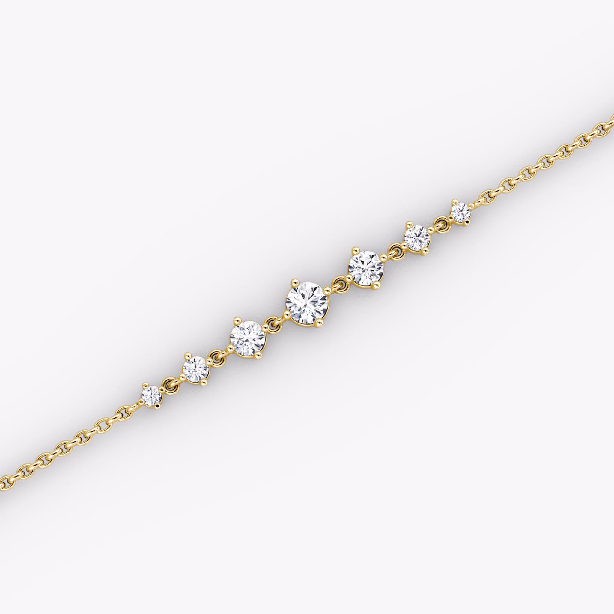 Linked Tennis Bracelet | Round Brilliant | 14k | Yellow Gold | diamondSize: petite | chainLength: 6.5-7