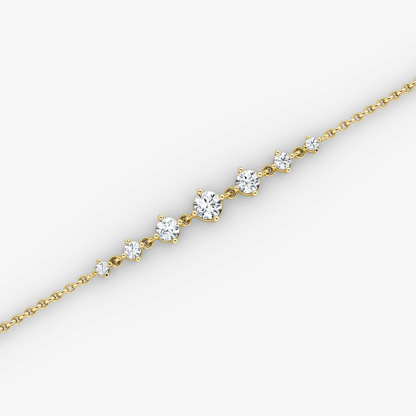 Linked Tennis Bracelet | Round Brilliant | 14k | Yellow Gold | diamondSize: petite | chainLength: 6.5-7