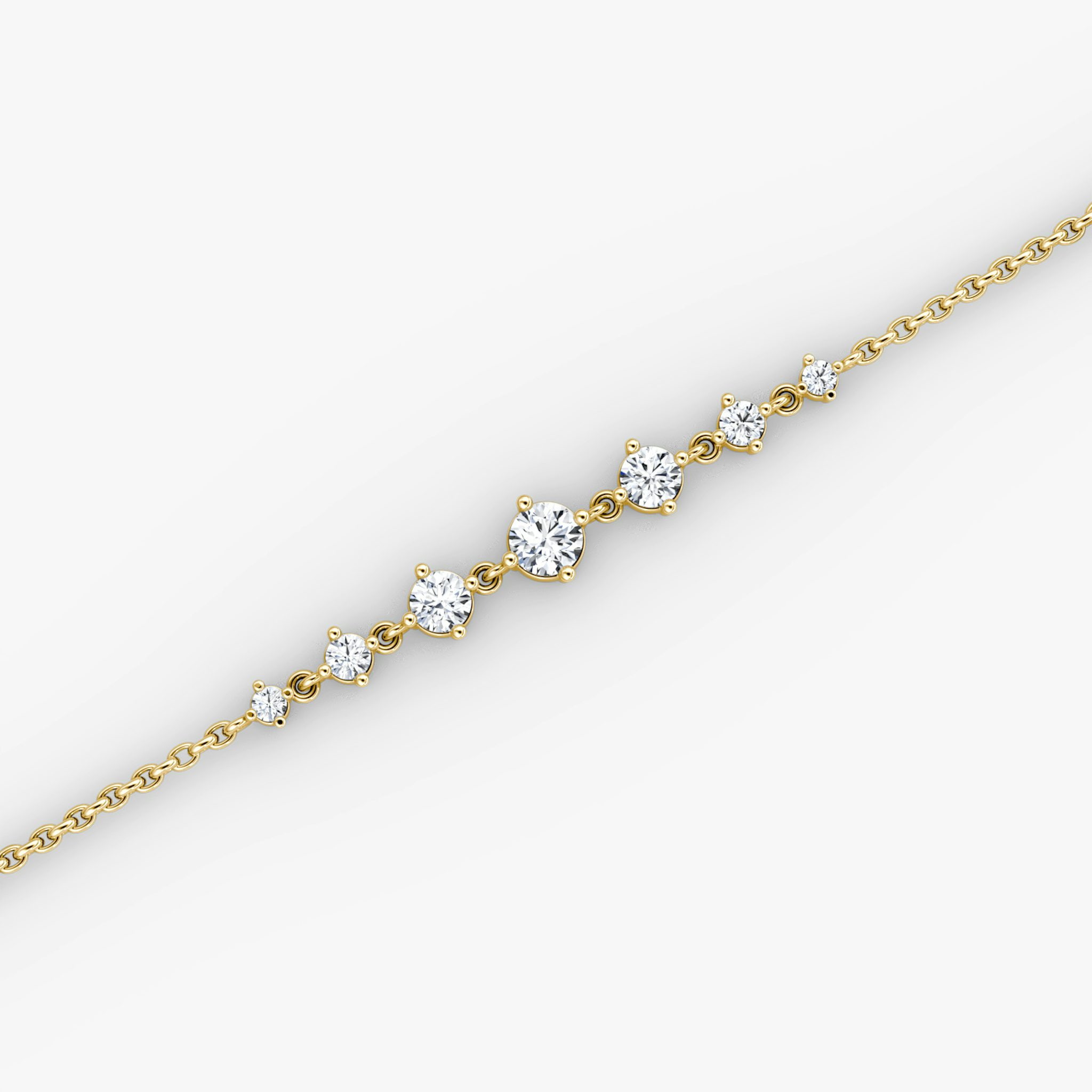 Linked Tennis Bracelet | Round Brilliant | 14k | Yellow Gold | diamondSize: petite | chainLength: 6.5-7