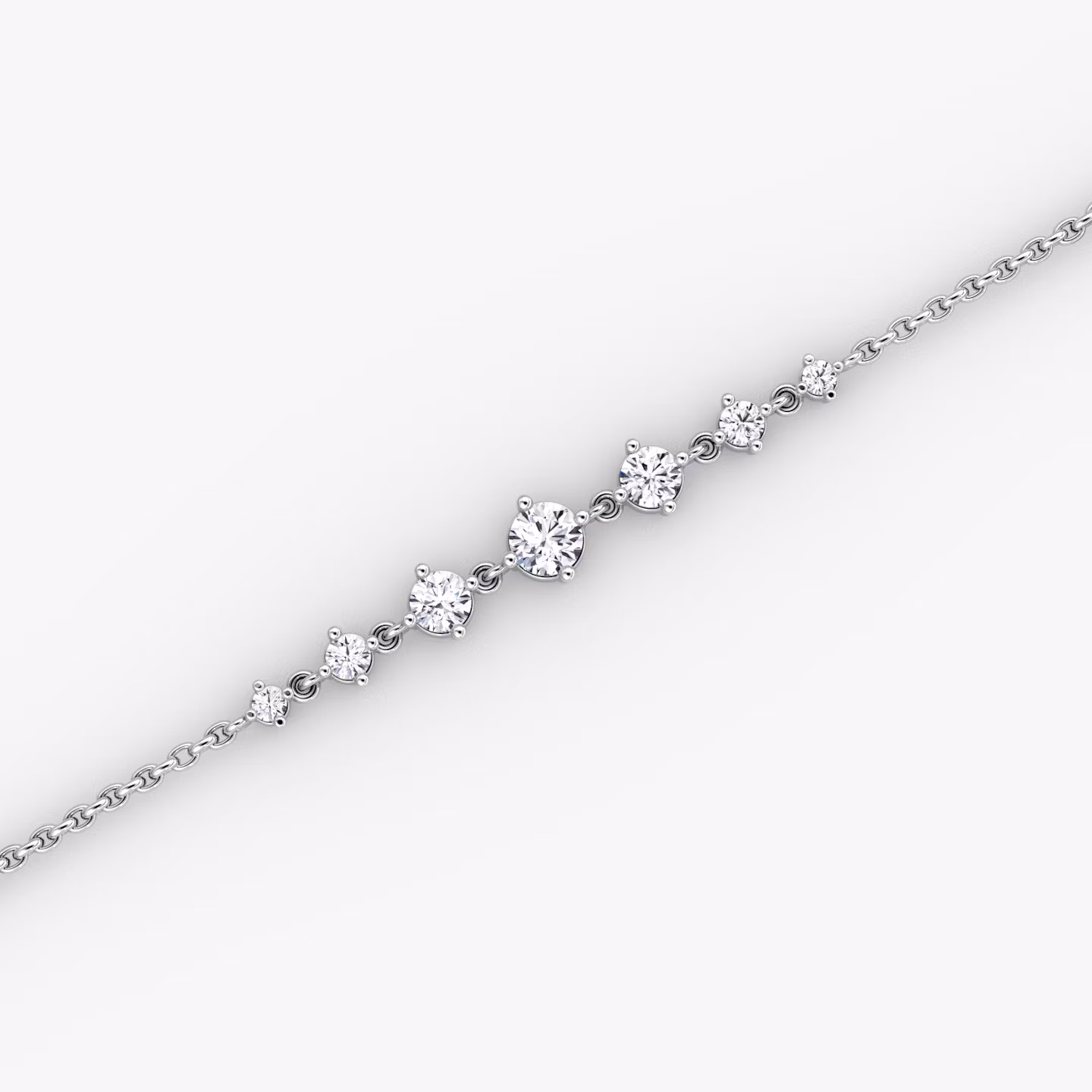 Linked Tennis Bracelet | Round Brilliant | 14k | White Gold | diamondSize: petite | chainLength: 6.5-7